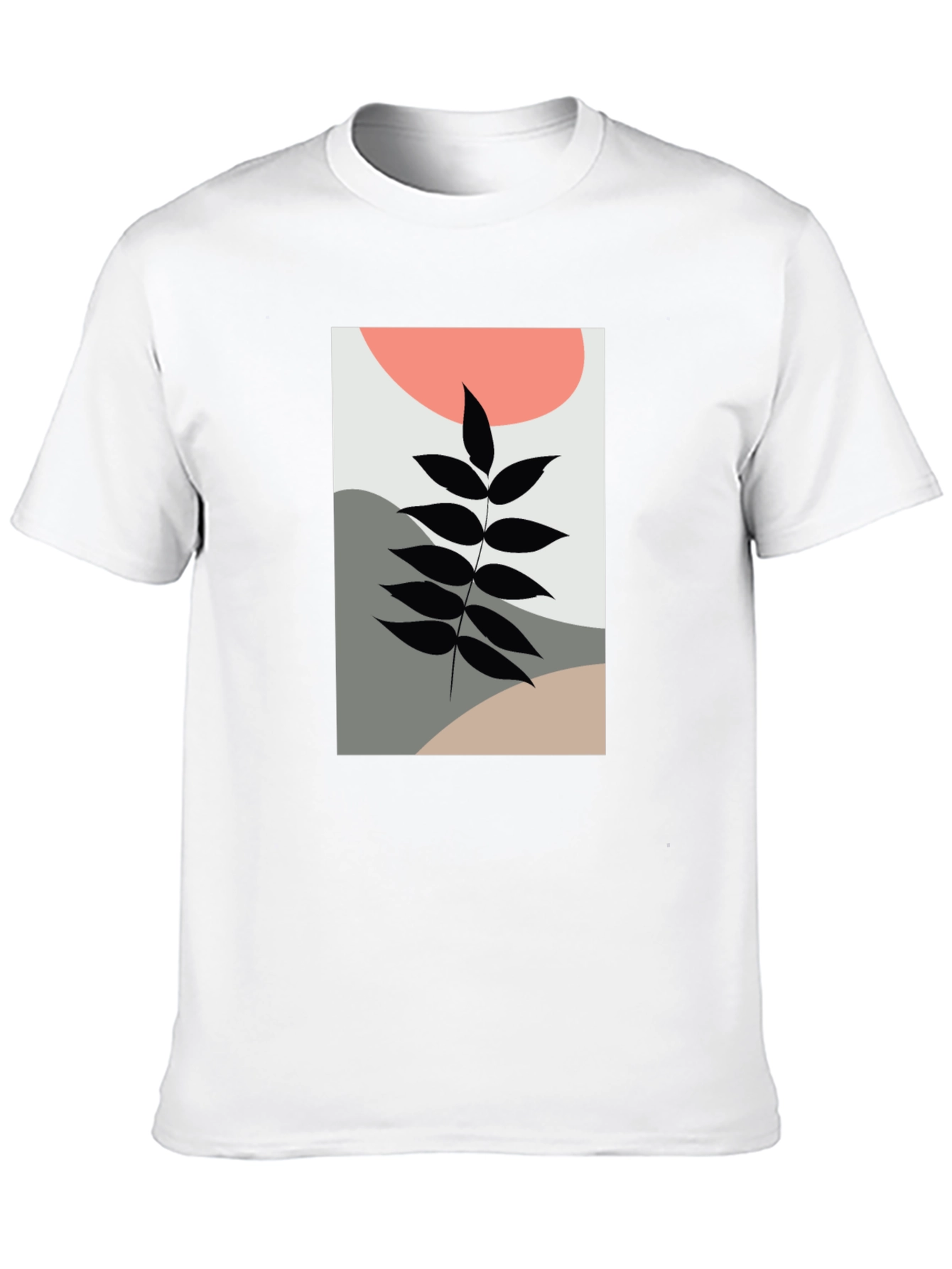 Abstract Leaf Print Black T-Shirt