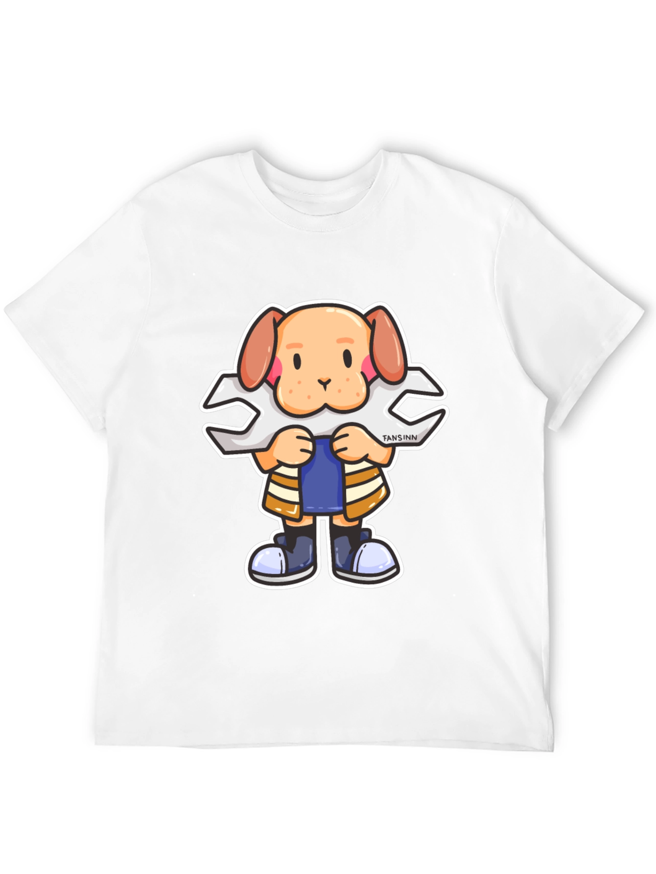 Dog Mechanic Cartoon Black T-Shirt