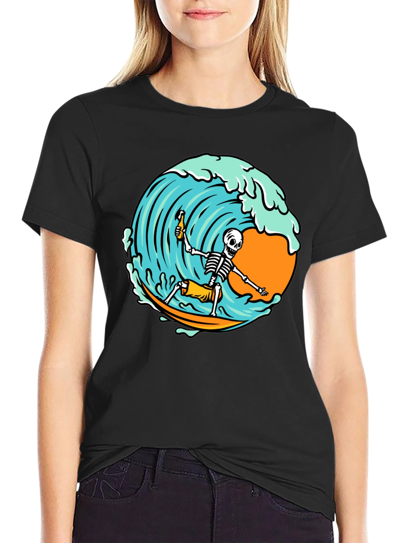 Surfing Skeleton Graphic T-Shirt