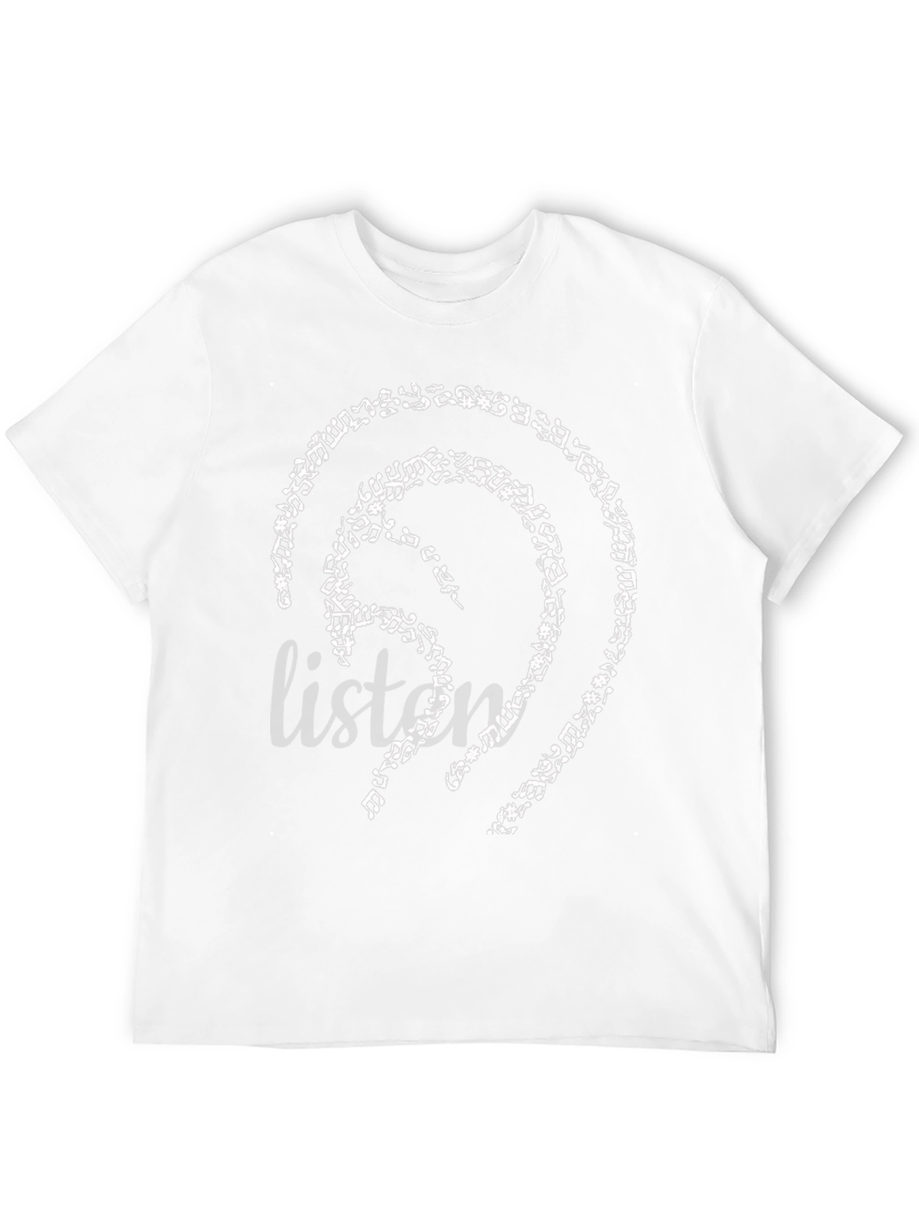 Music Notes Ear Design Black T-Shirt