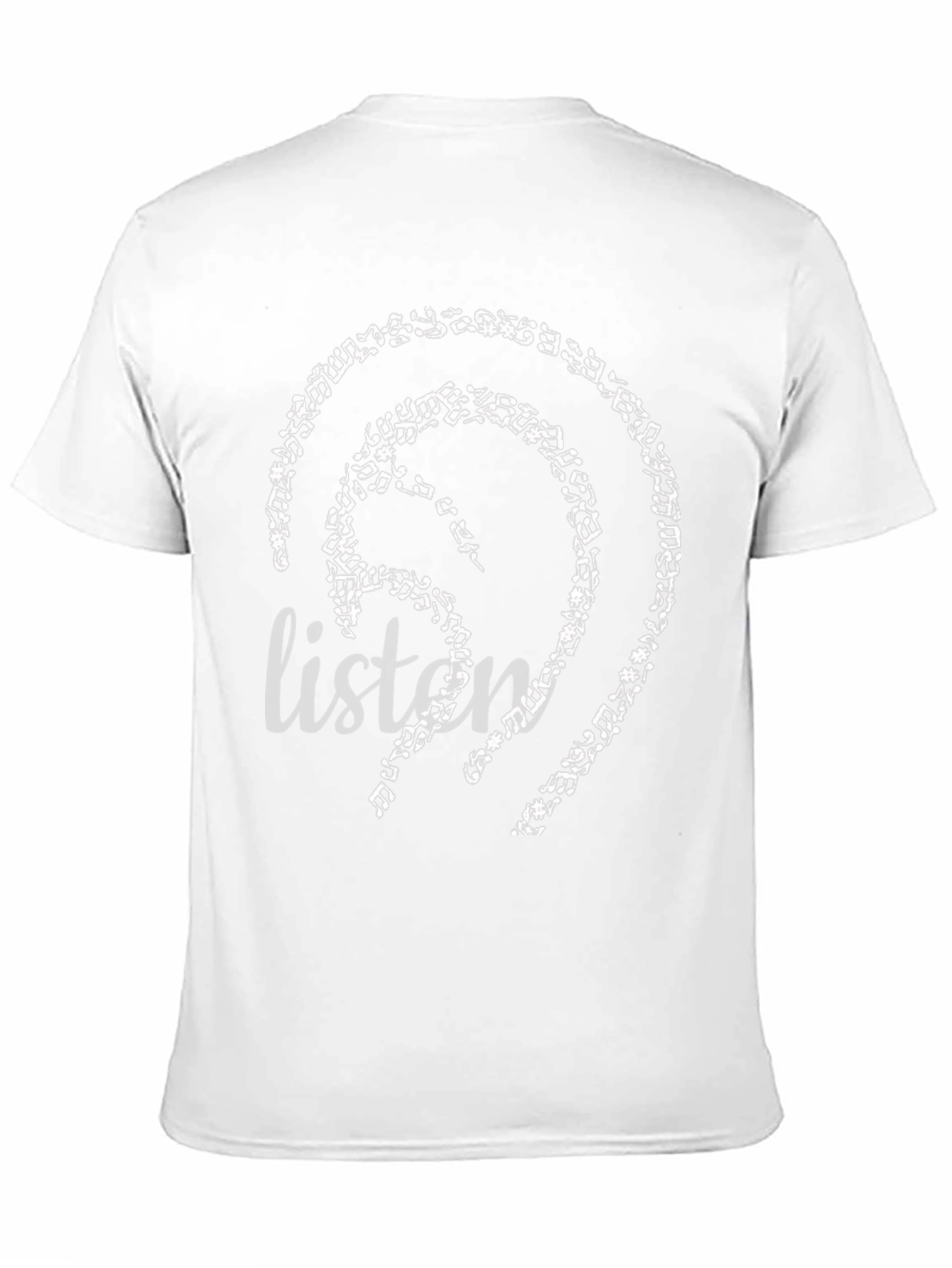 Music Notes Ear Design Black T-Shirt