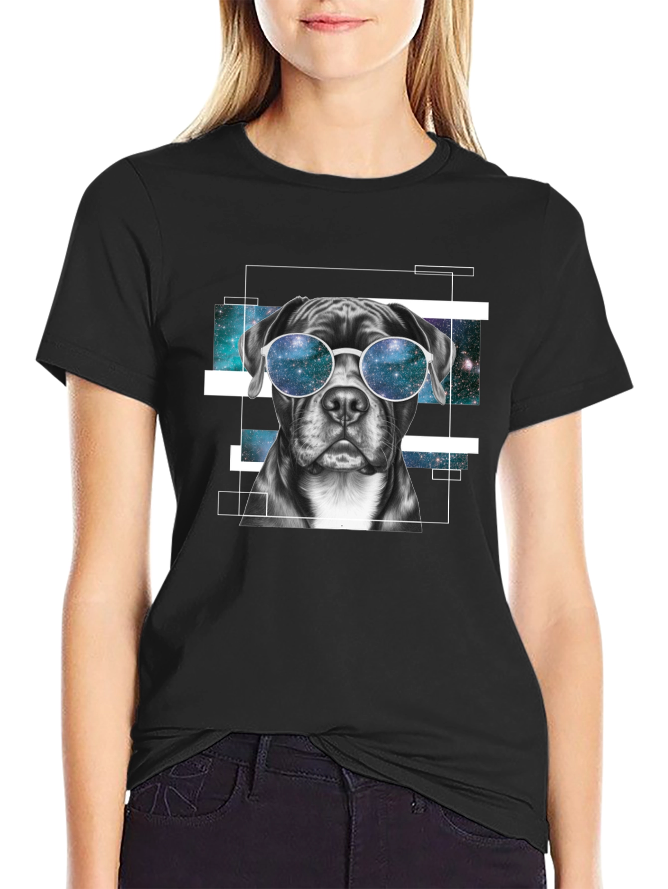 Cool Dog Galaxy Sunglasses Graphic T-Shirt