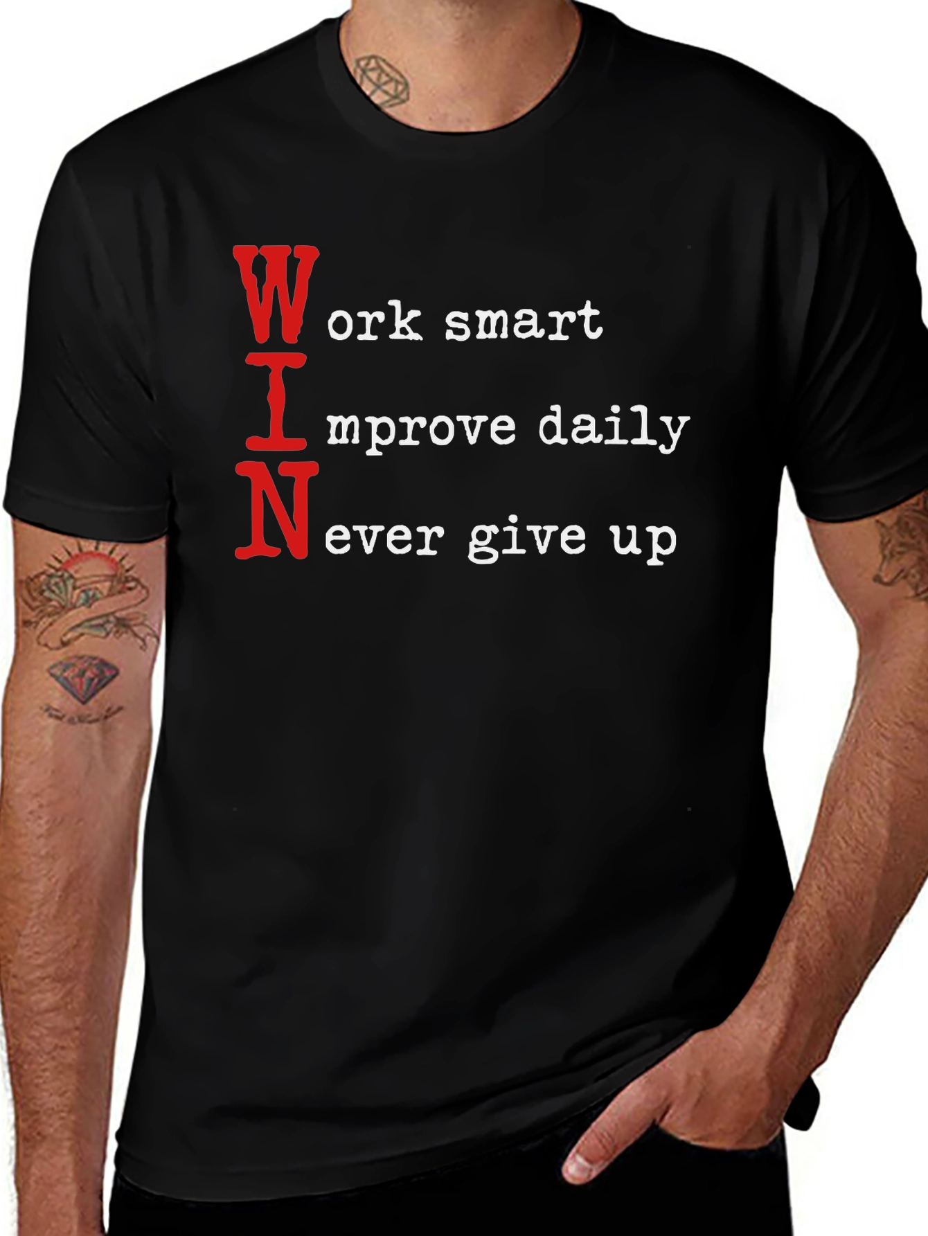WIN Motivational T-Shirt - Work Smart Improve Daily