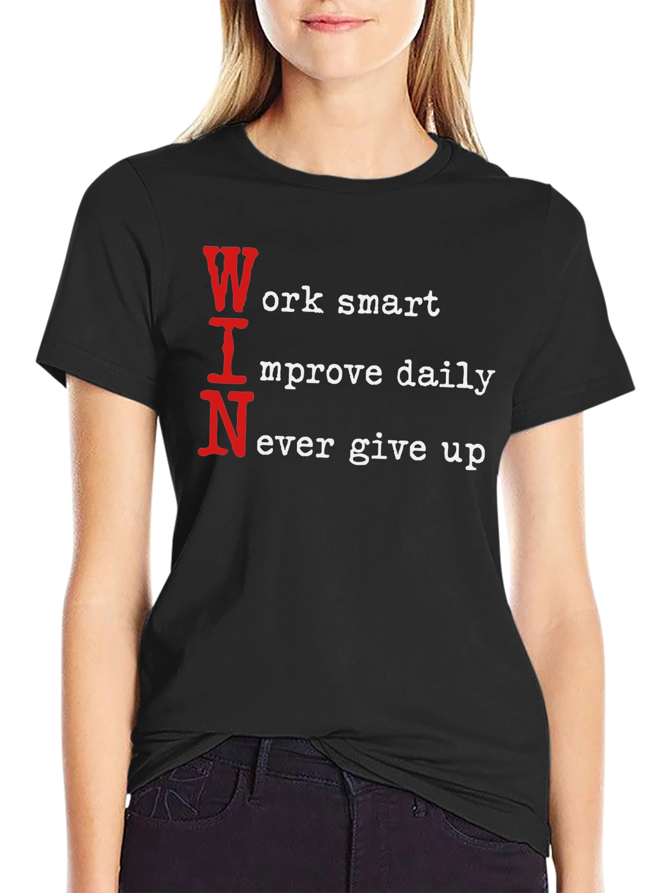 WIN Motivational T-Shirt - Work Smart Improve Daily