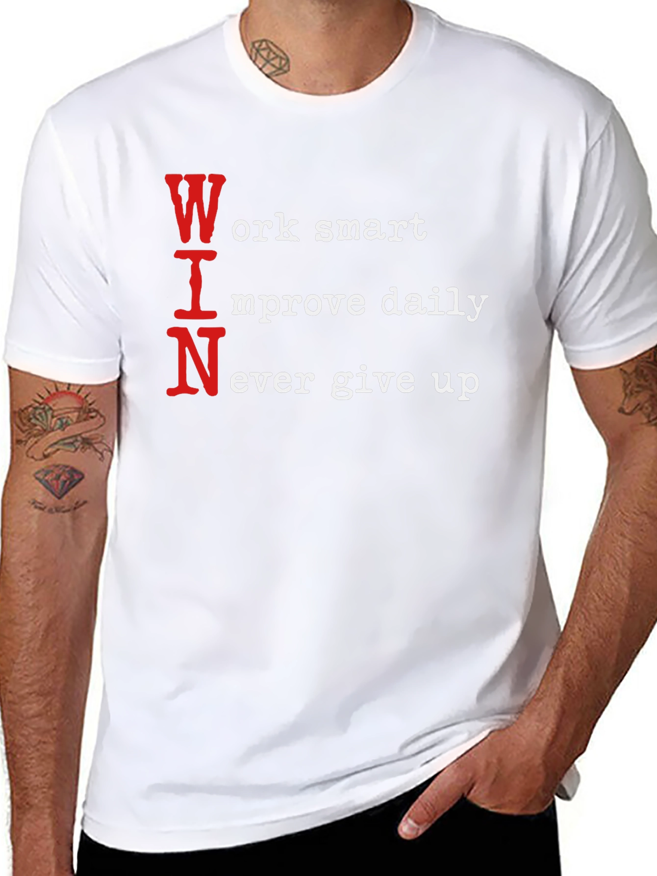 WIN Motivational T-Shirt - Work Smart Improve Daily
