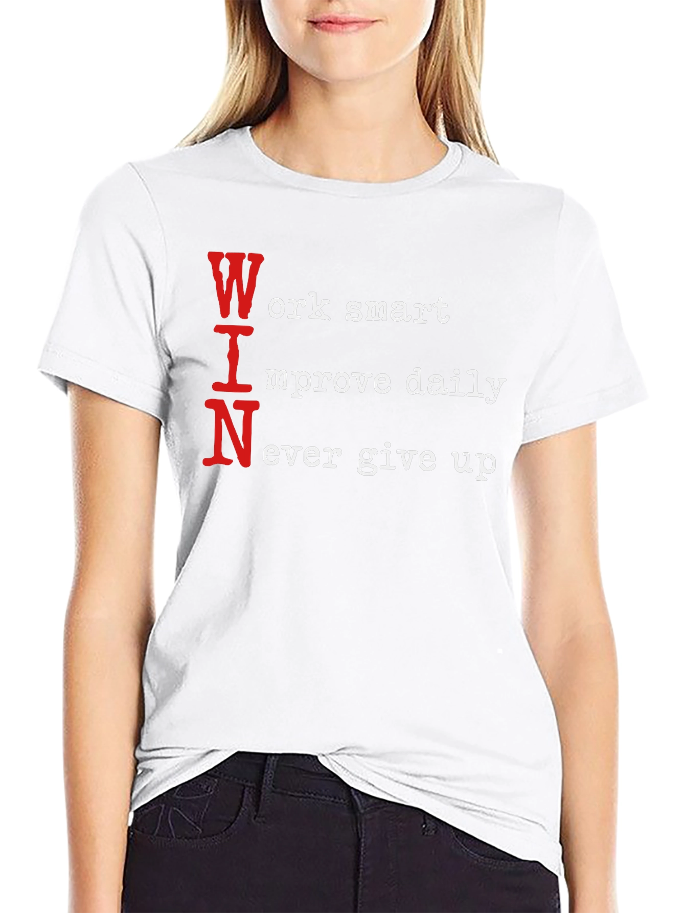 WIN Motivational T-Shirt - Work Smart Improve Daily