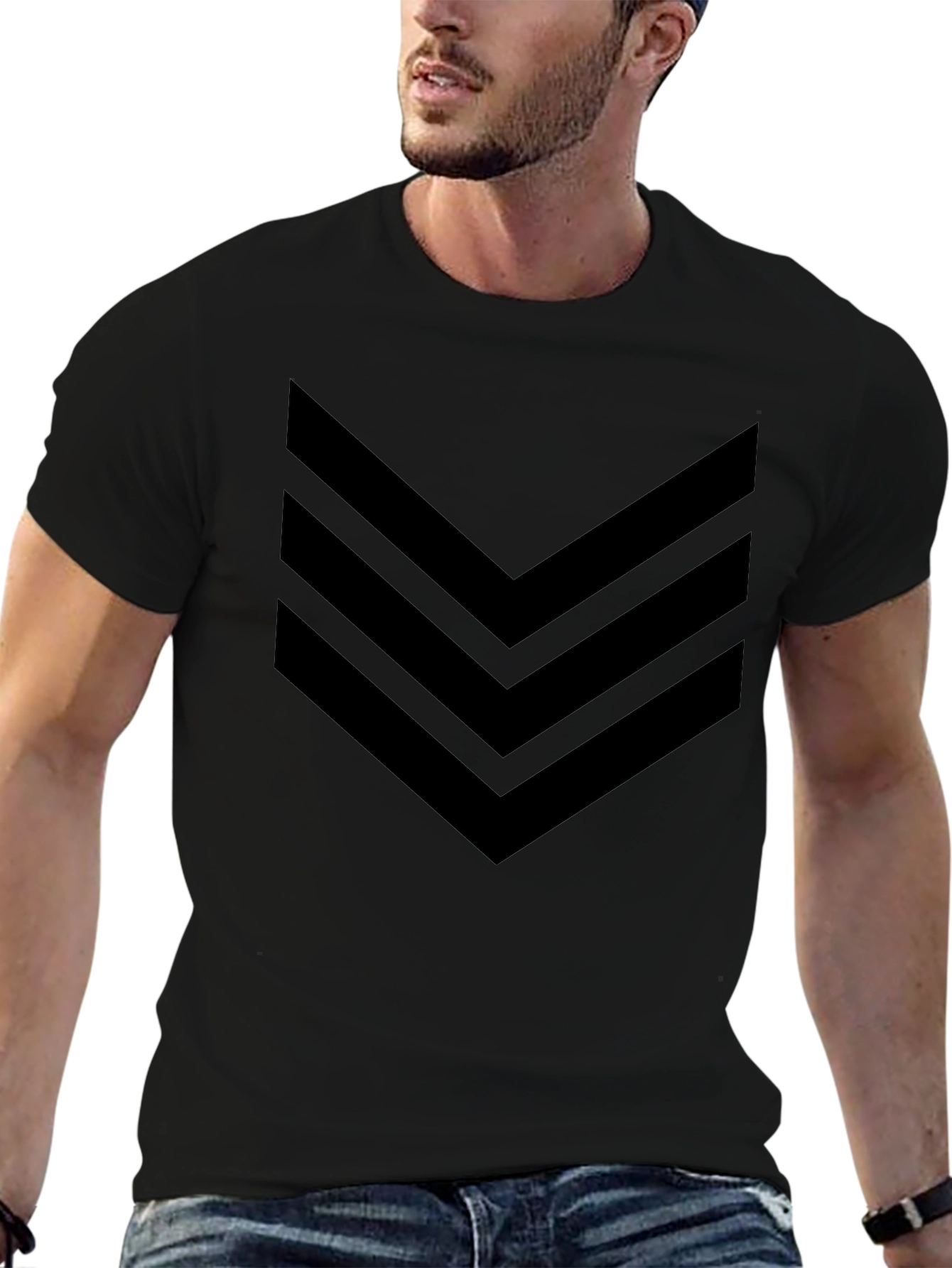 Black Chevron Graphic T-Shirt for Men