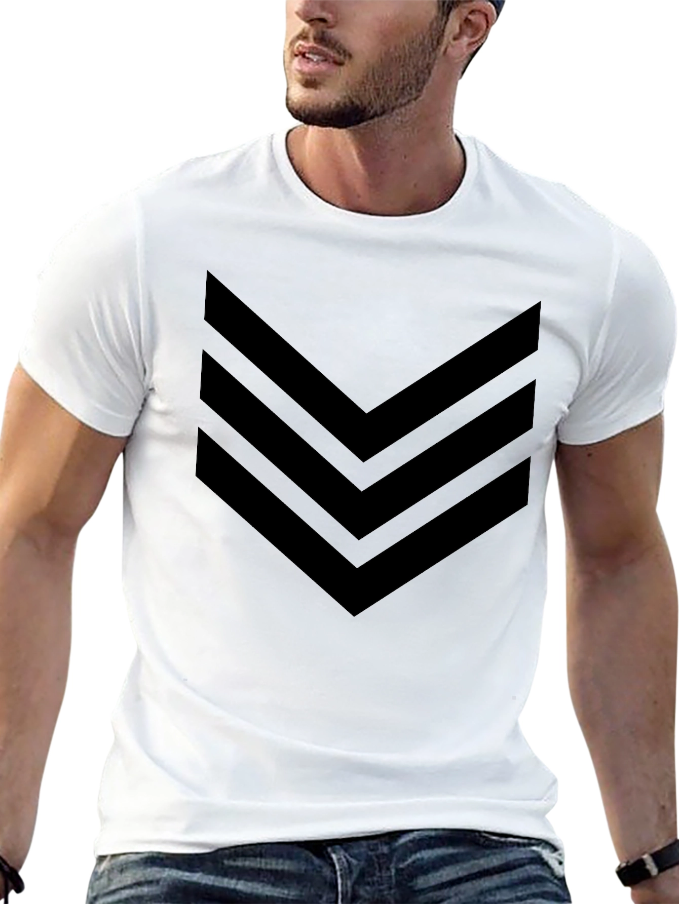 Black Chevron Graphic T-Shirt for Men