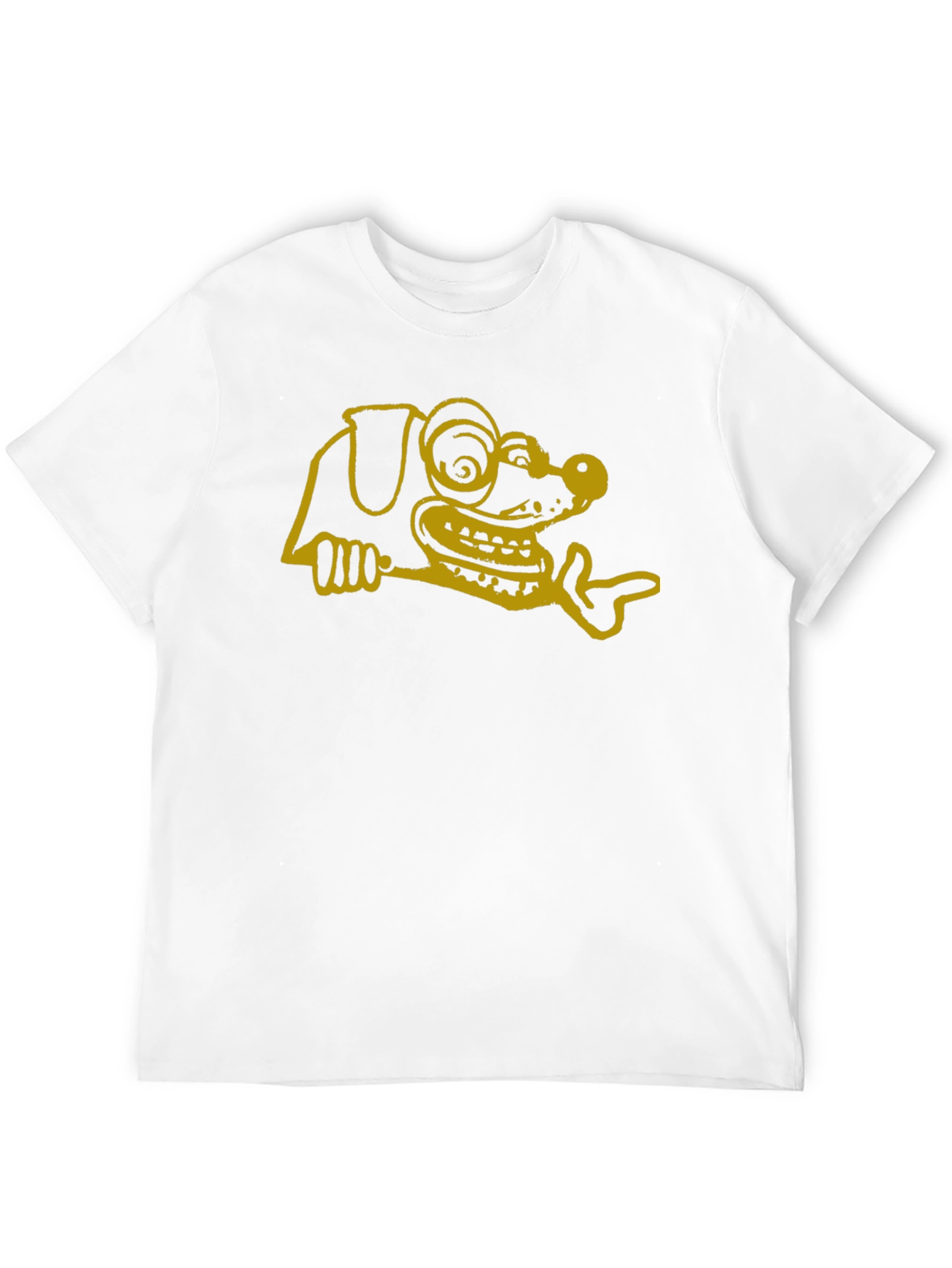 Cartoon Dog Graphic Tee - Black Cotton T-Shirt
