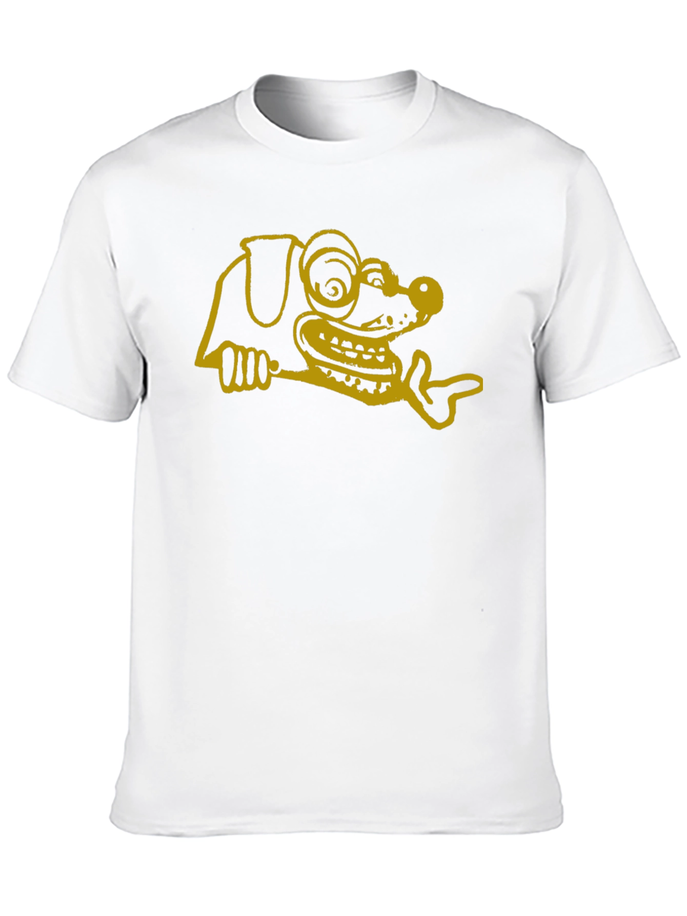 Cartoon Dog Graphic Tee - Black Cotton T-Shirt