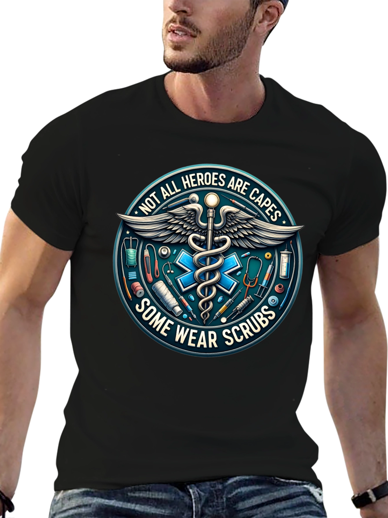 Heroes Wear Scrubs Graphic Tee