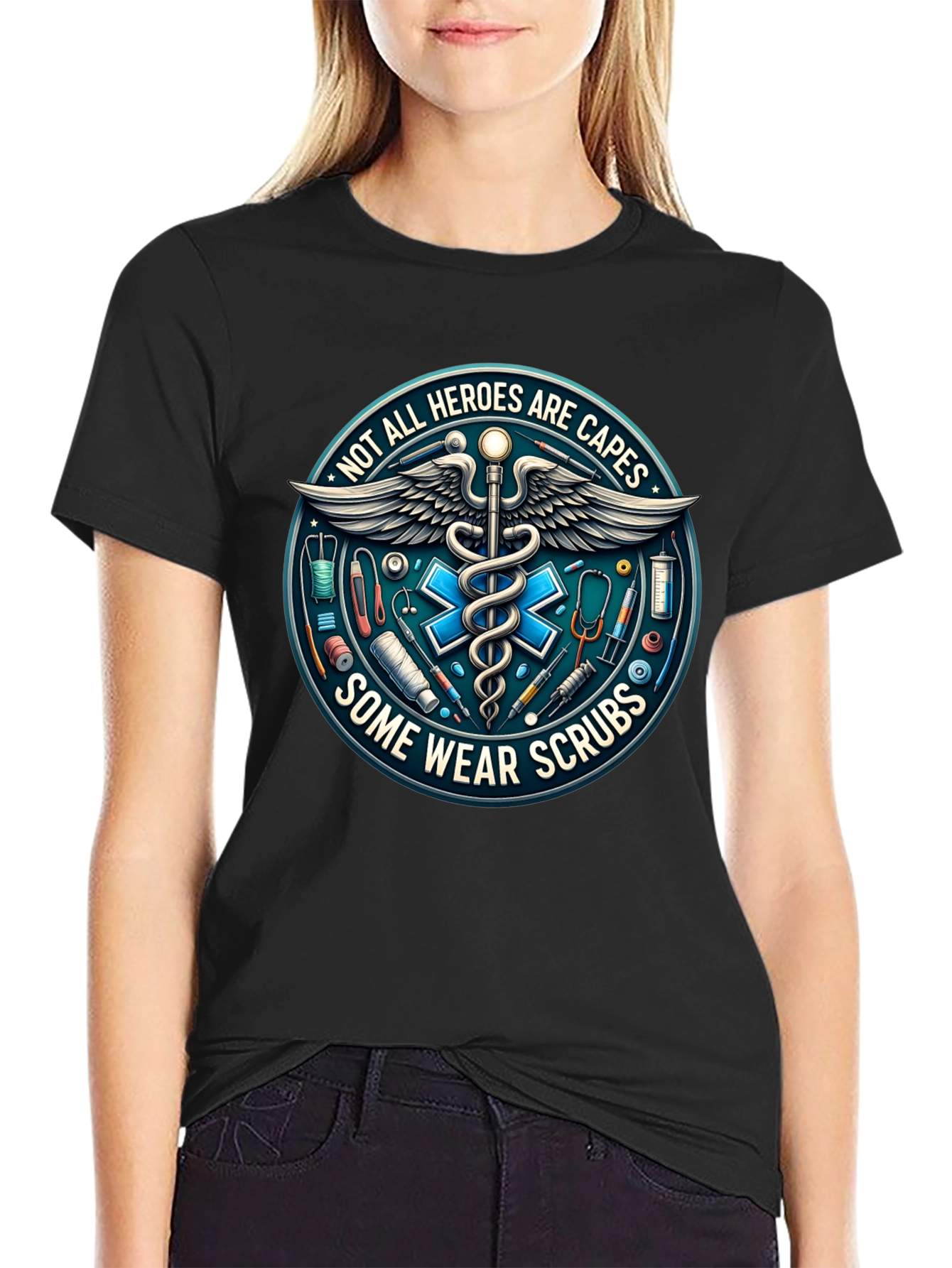 Heroes Wear Scrubs Graphic Tee