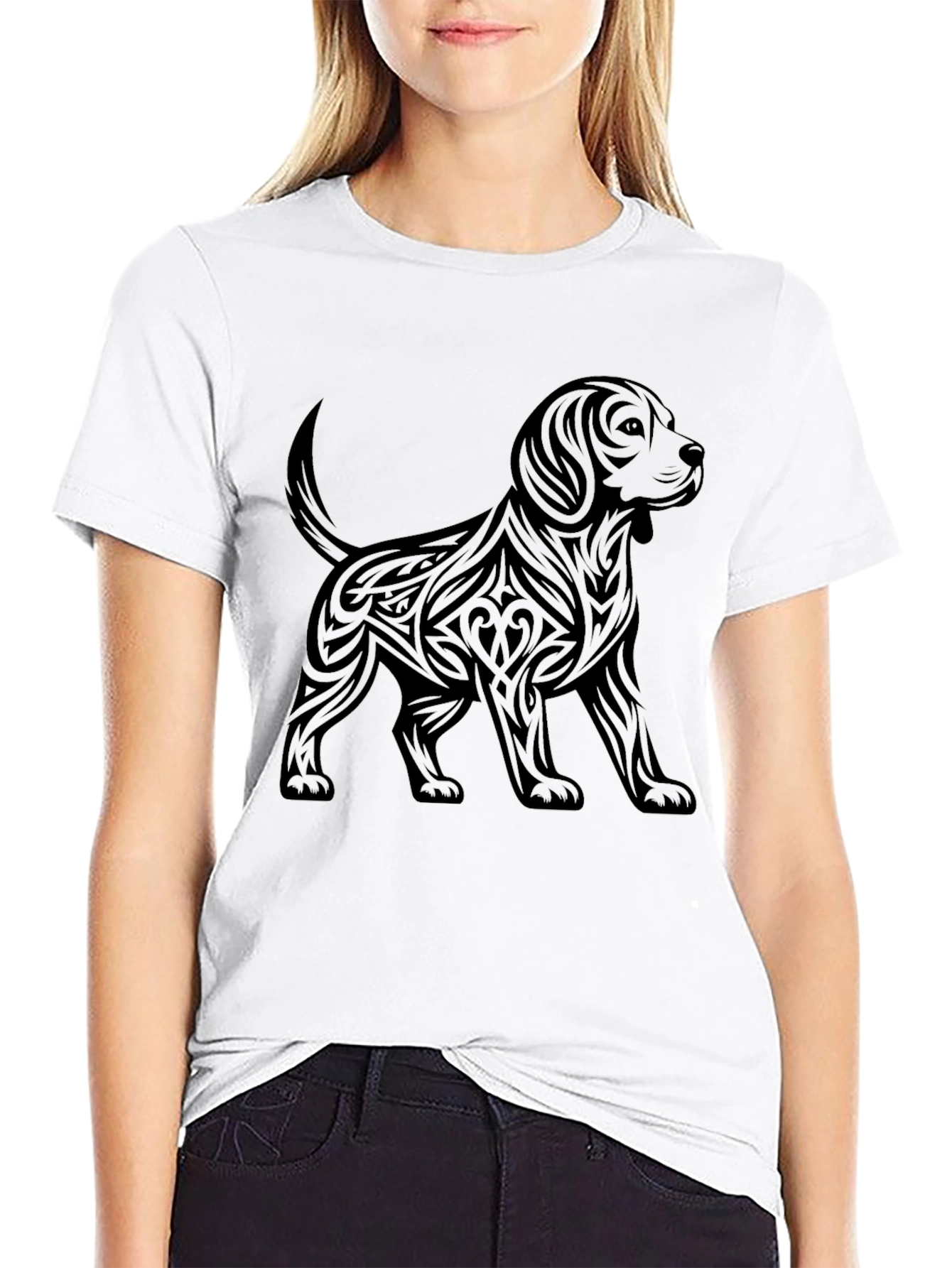 Mens Black T-Shirt with Dog Graphic