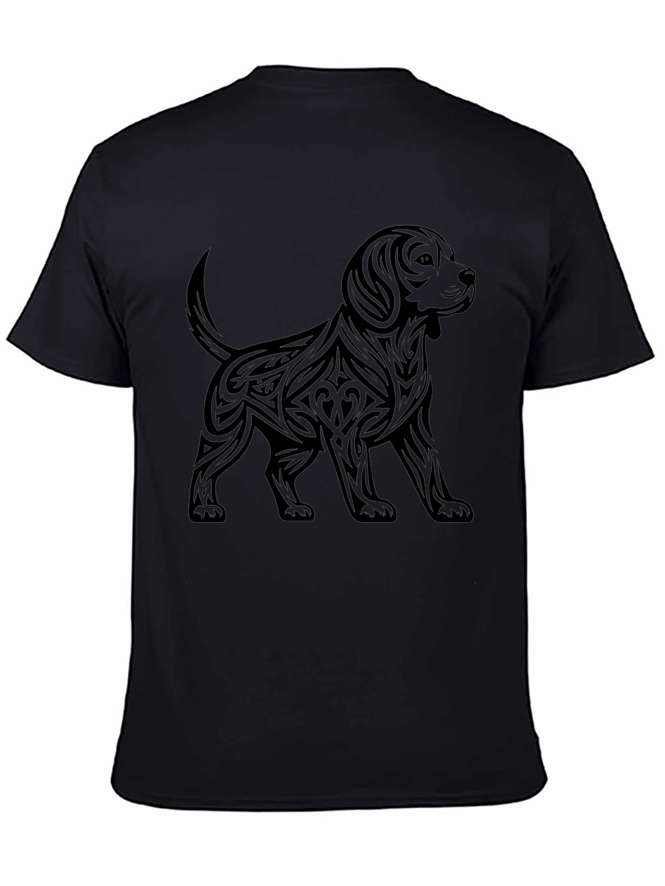 Mens Black T-Shirt with Dog Graphic