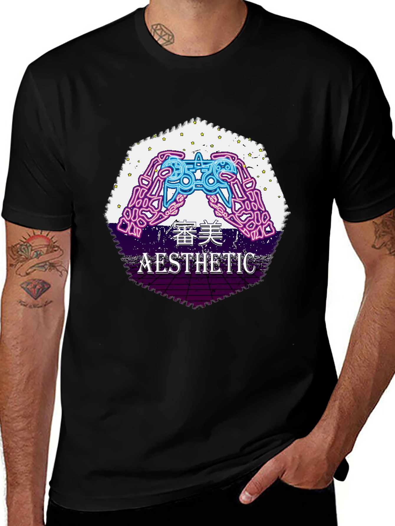 Aesthetic Gamer Graphic Tee - Vaporwave Style