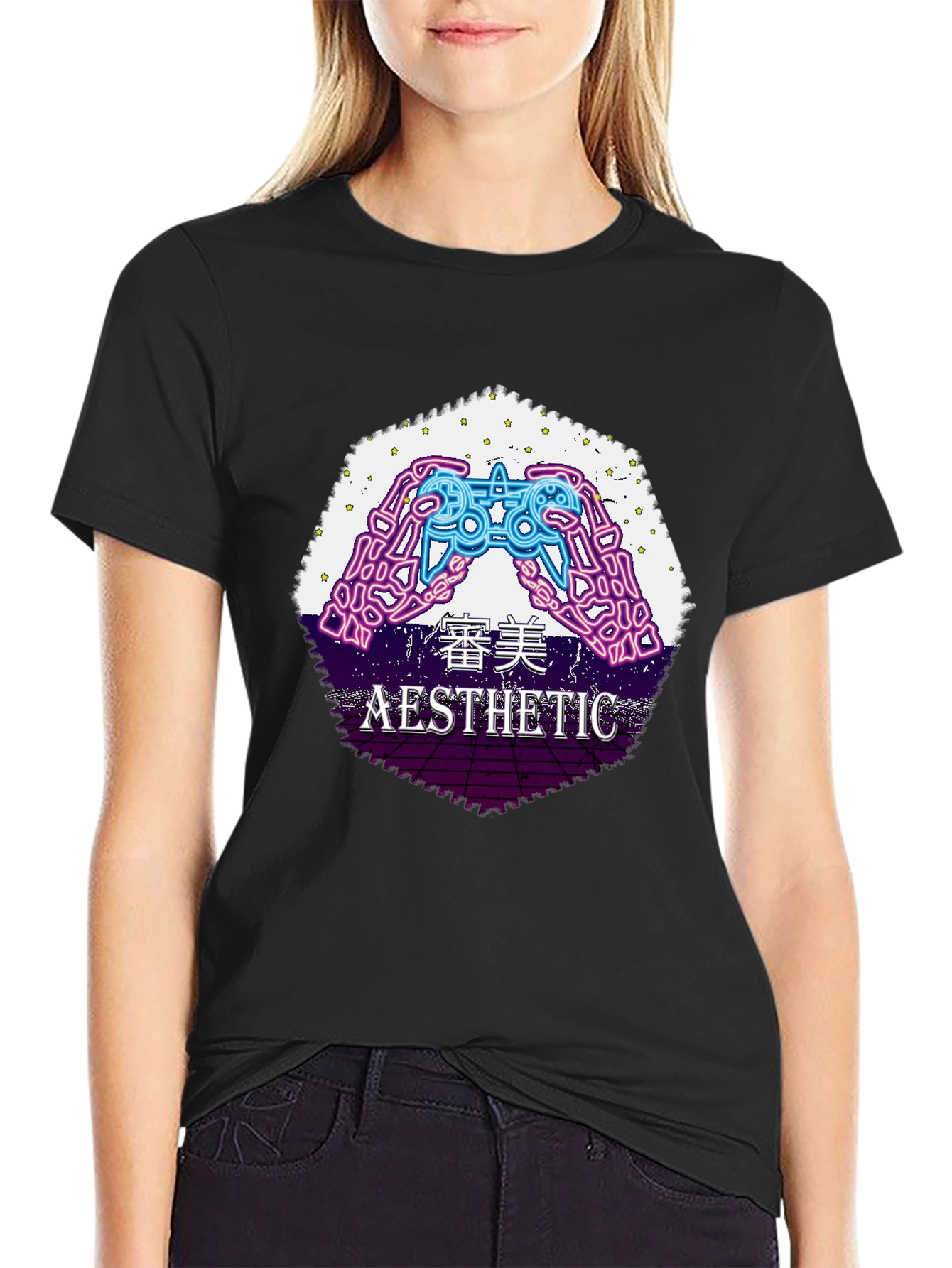 Aesthetic Gamer Graphic Tee - Vaporwave Style