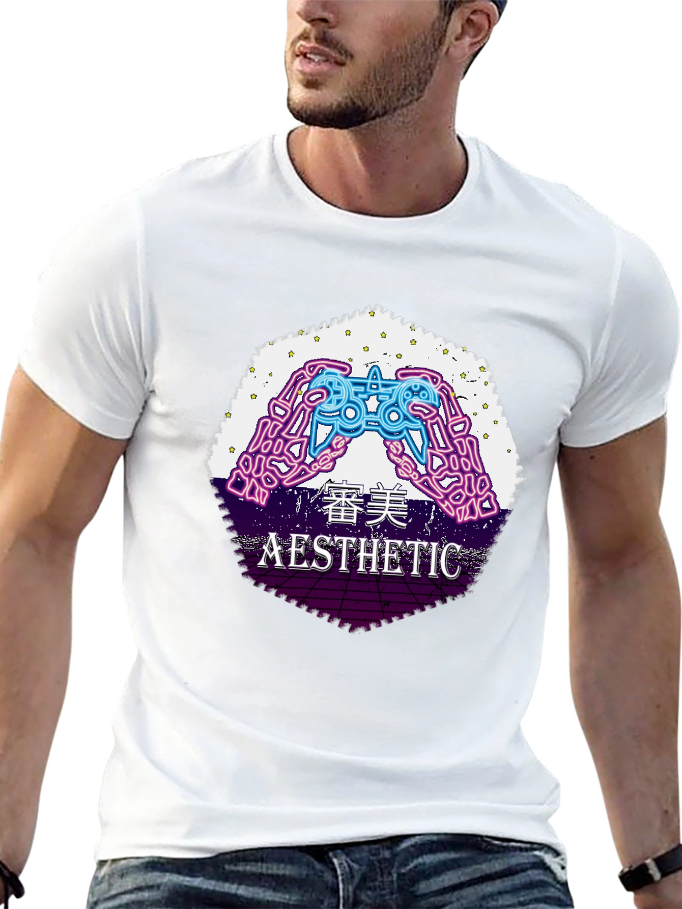 Aesthetic Gamer Graphic Tee - Vaporwave Style