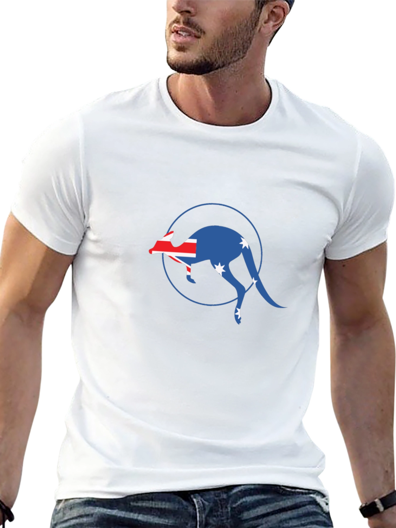 Australian Flag Kangaroo Black T-Shirt