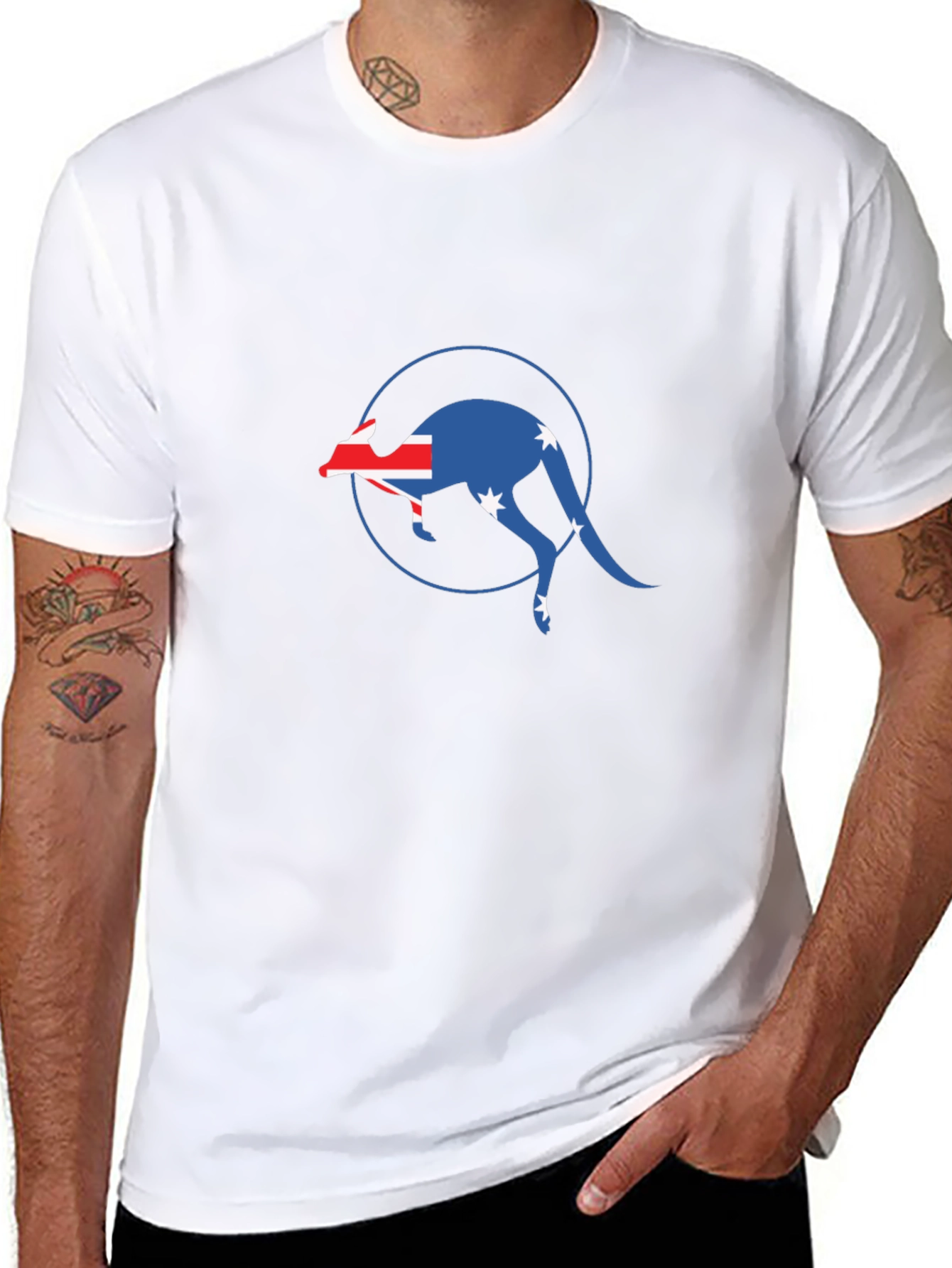 Australian Flag Kangaroo Black T-Shirt