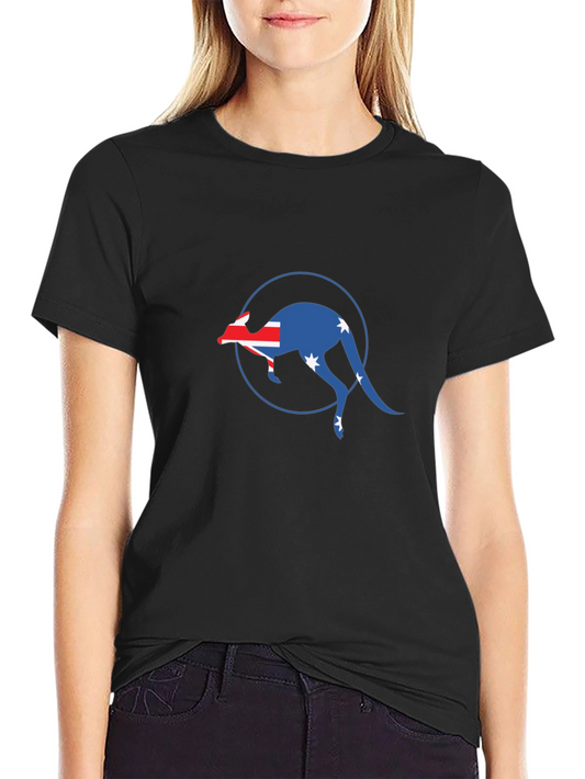 Australian Flag Kangaroo Black T-Shirt