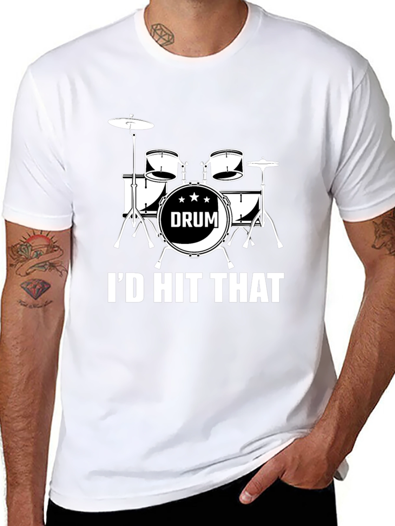 Id Hit That Drum Set Black T-Shirt
