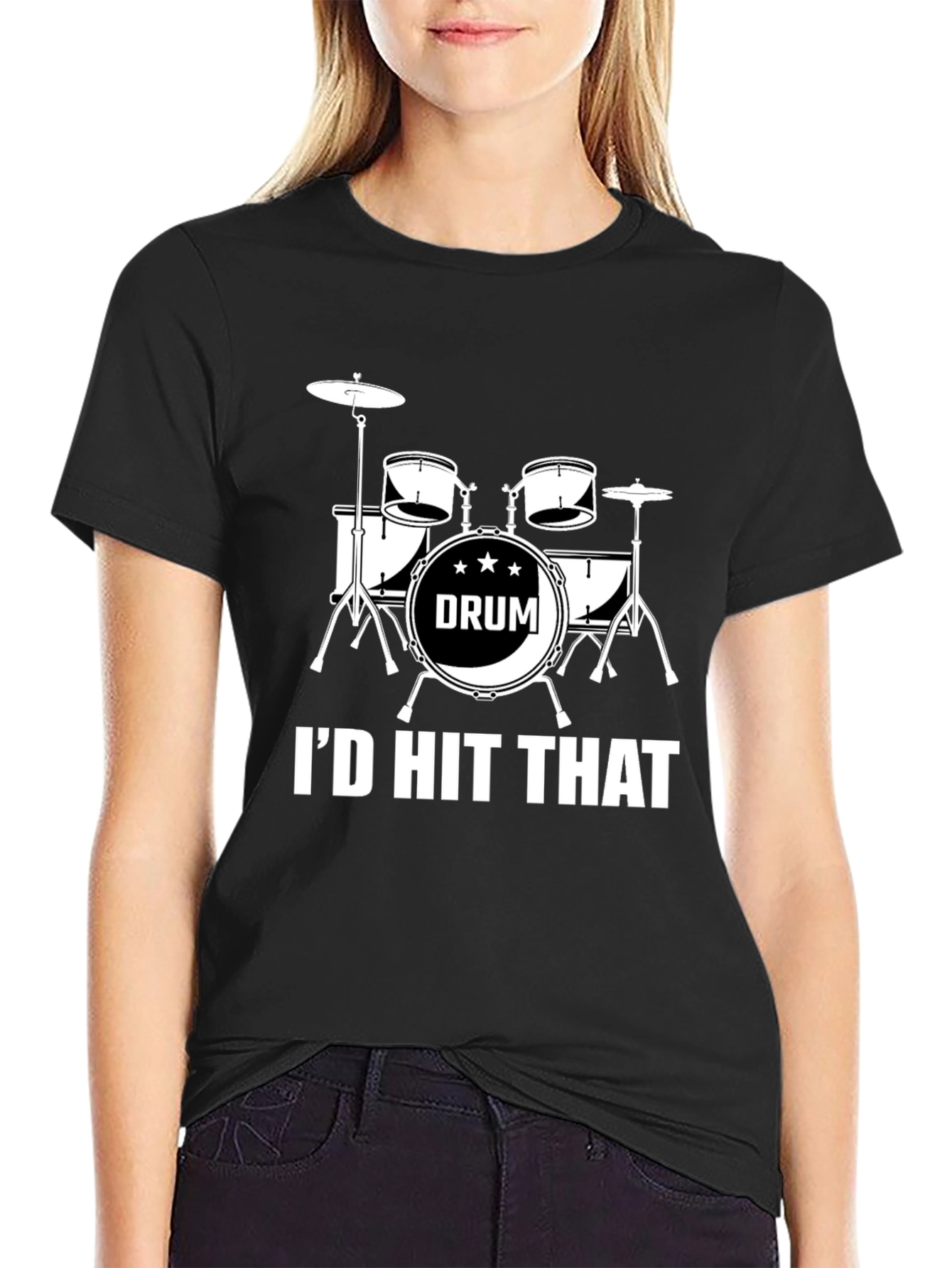 Id Hit That Drum Set Black T-Shirt