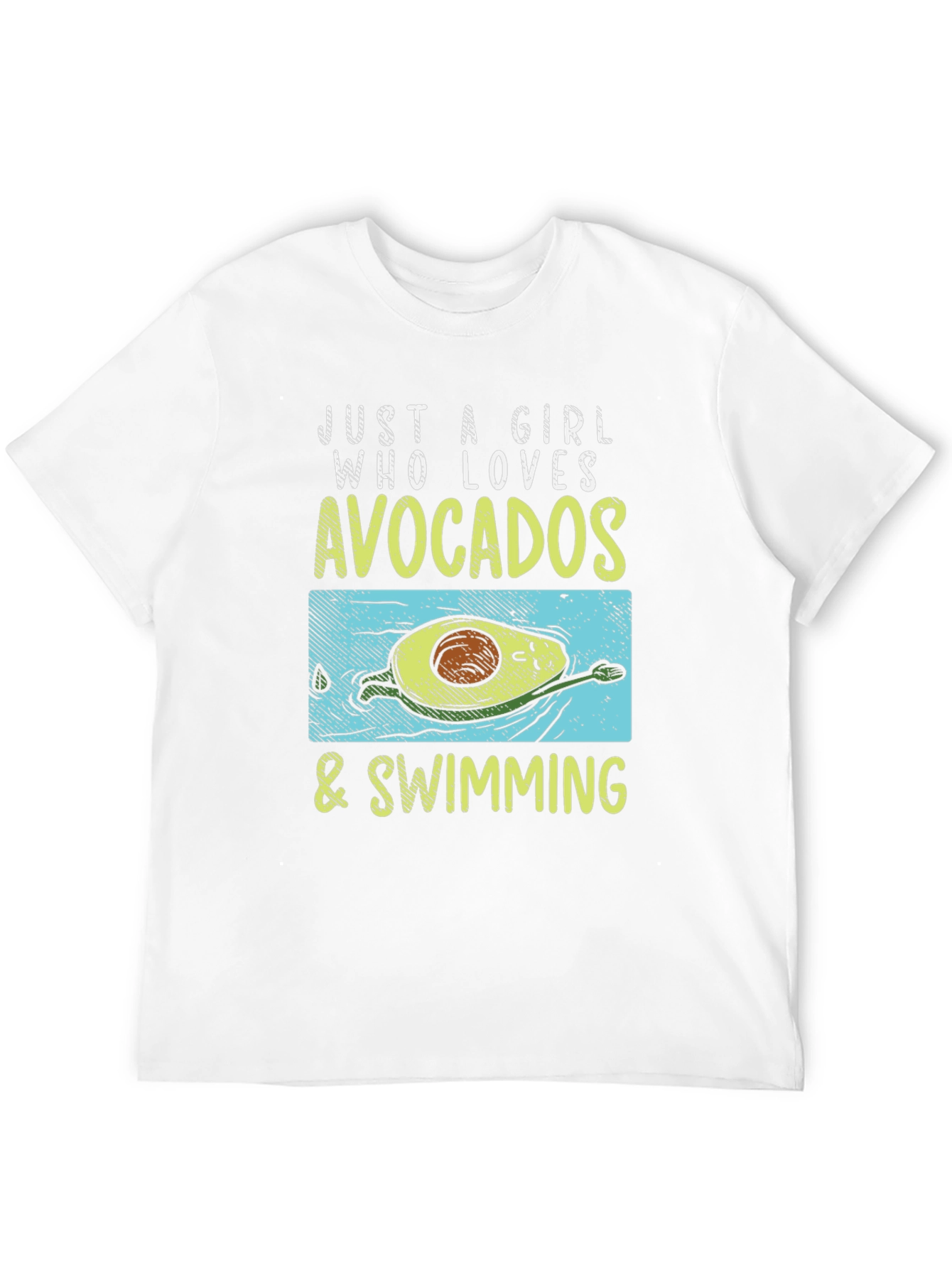 Avocado Swimming Girl T-Shirt - Funny Fruit Lover Tee