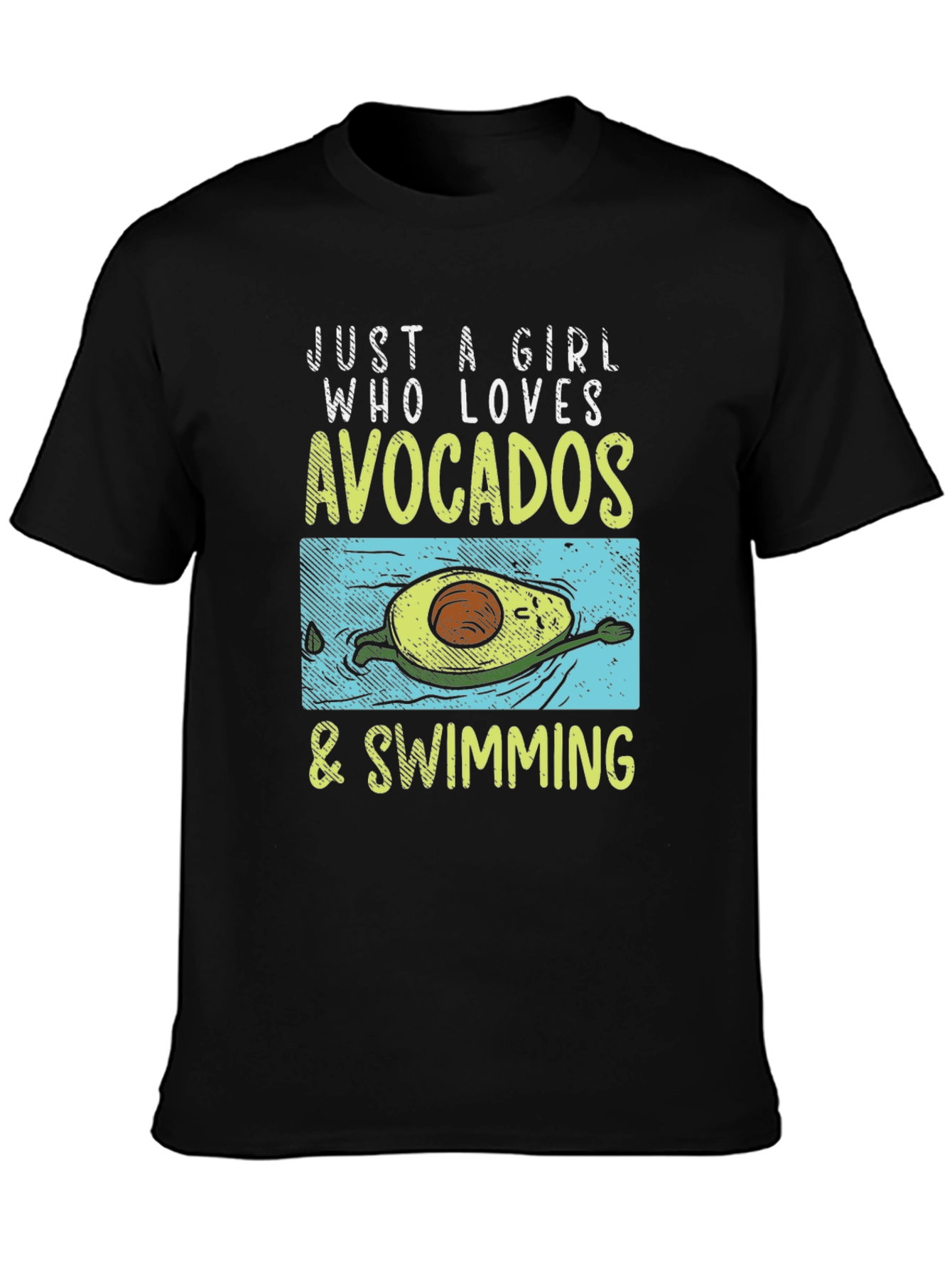 Avocado Swimming Girl T-Shirt - Funny Fruit Lover Tee