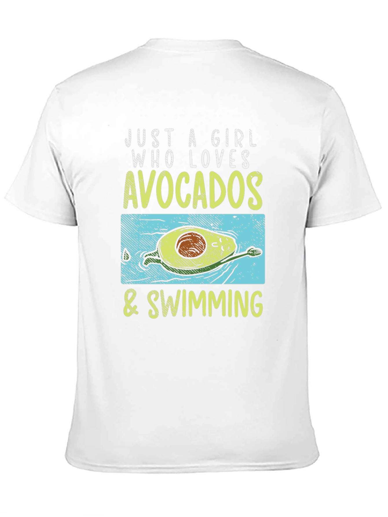 Avocado Swimming Girl T-Shirt - Funny Fruit Lover Tee