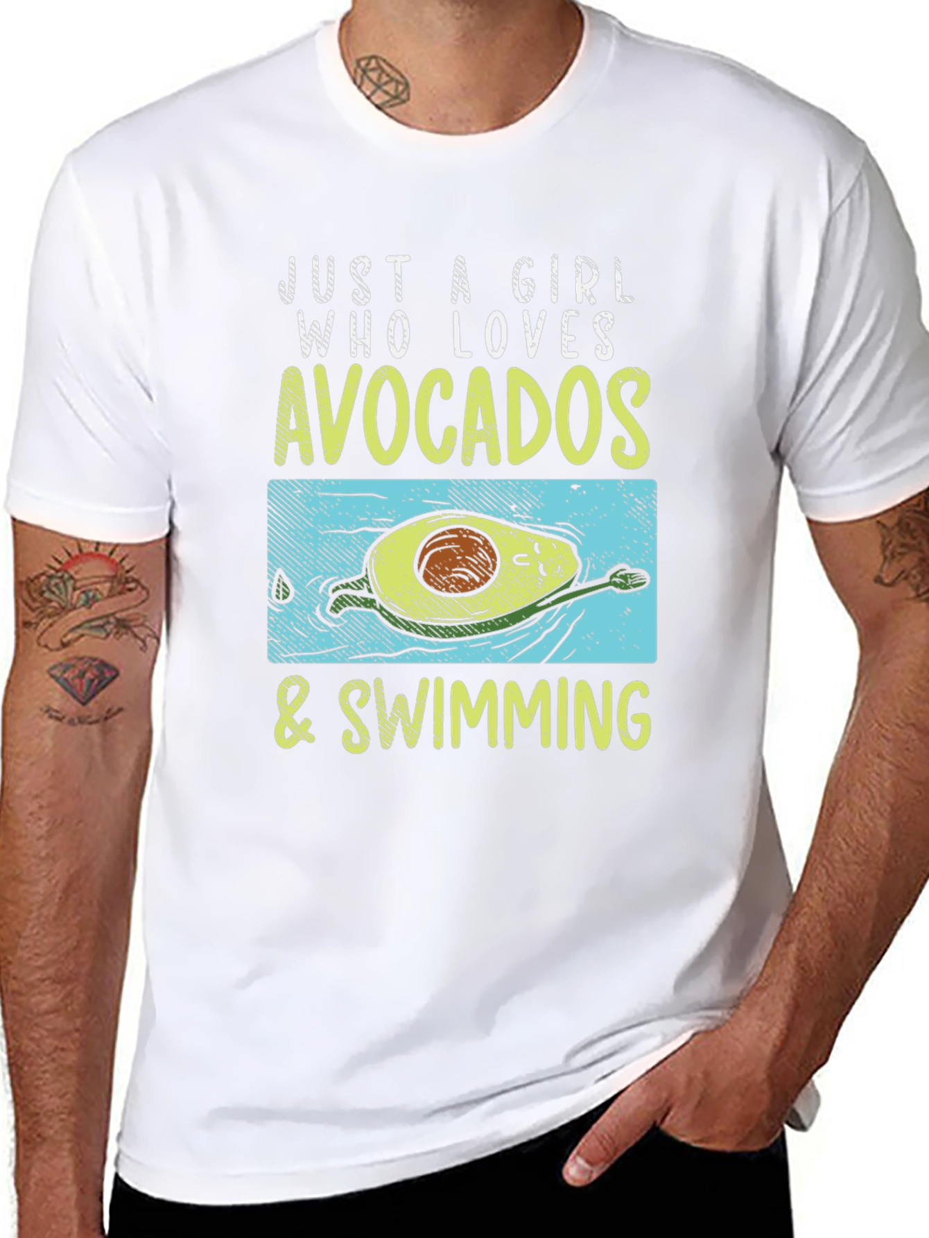 Avocado Swimming Girl T-Shirt - Funny Fruit Lover Tee