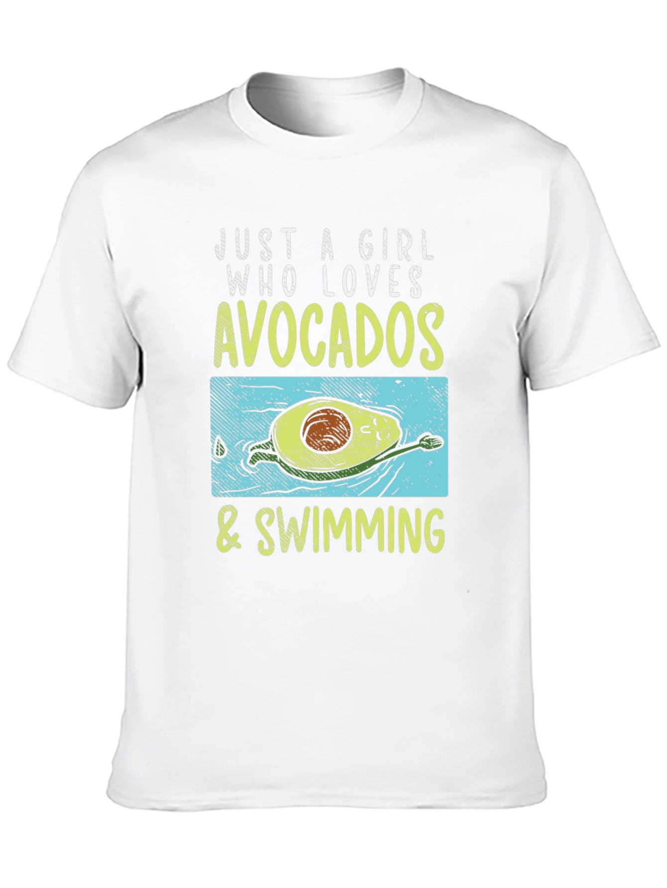 Avocado Swimming Girl T-Shirt - Funny Fruit Lover Tee