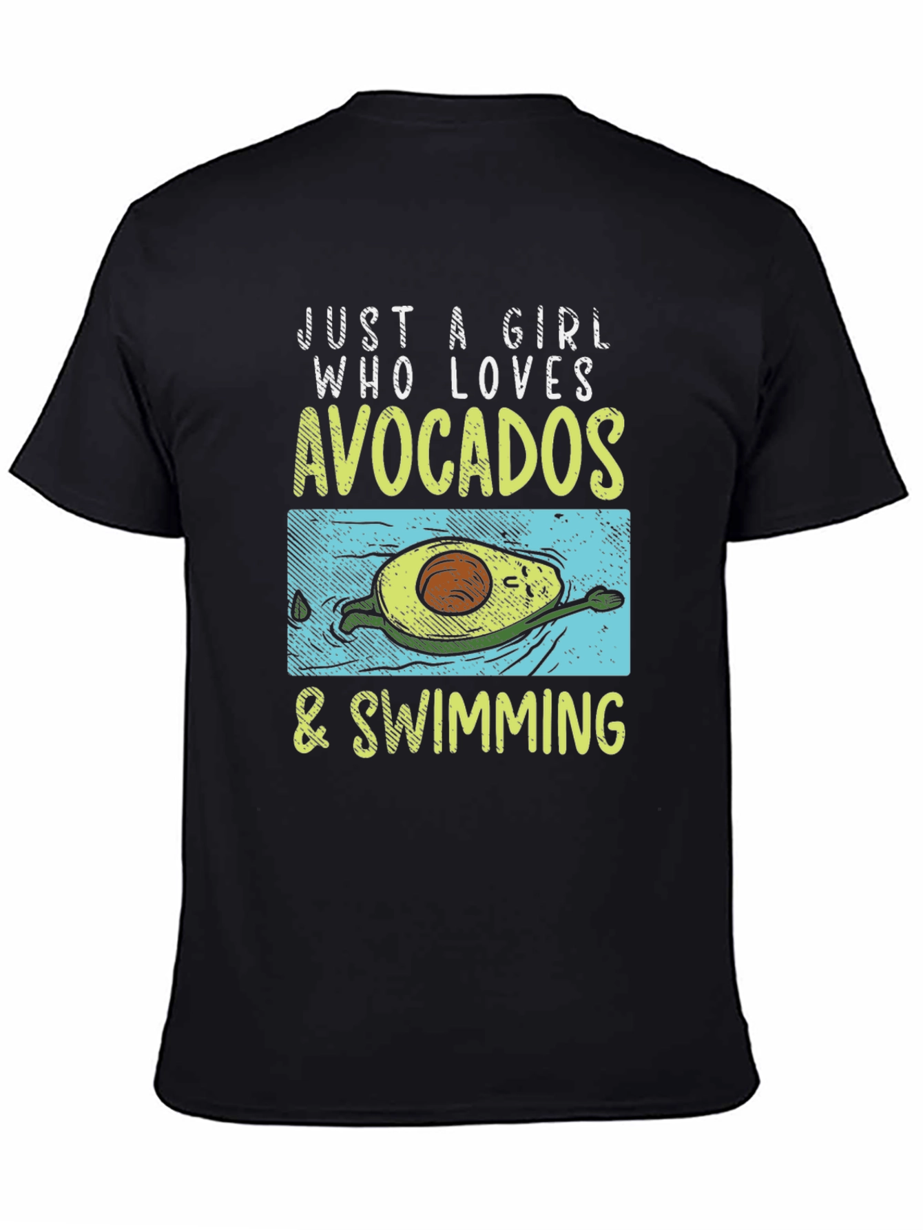 Avocado Swimming Girl T-Shirt - Funny Fruit Lover Tee