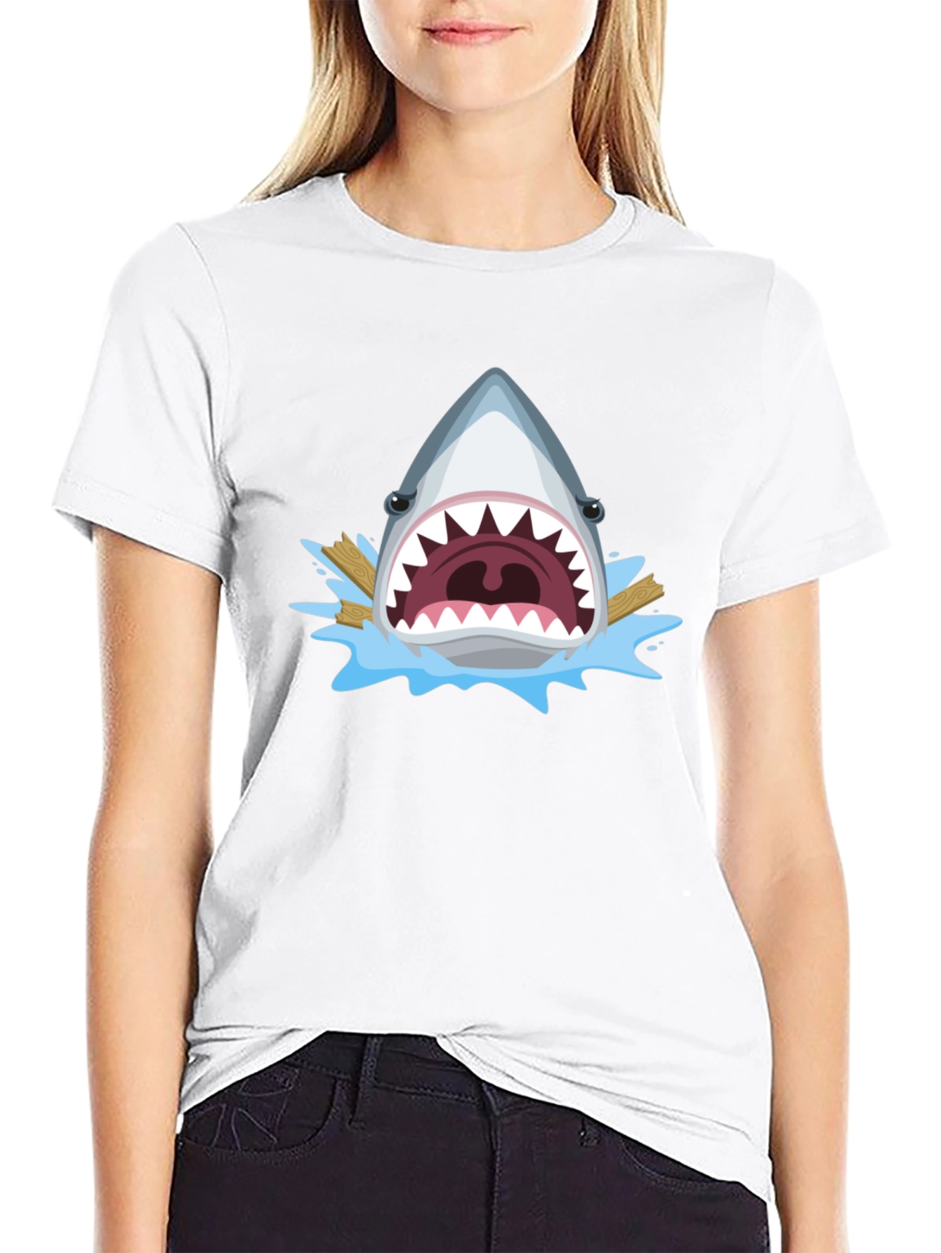 Shark Attack Graphic Tee - Mens Black T-Shirt