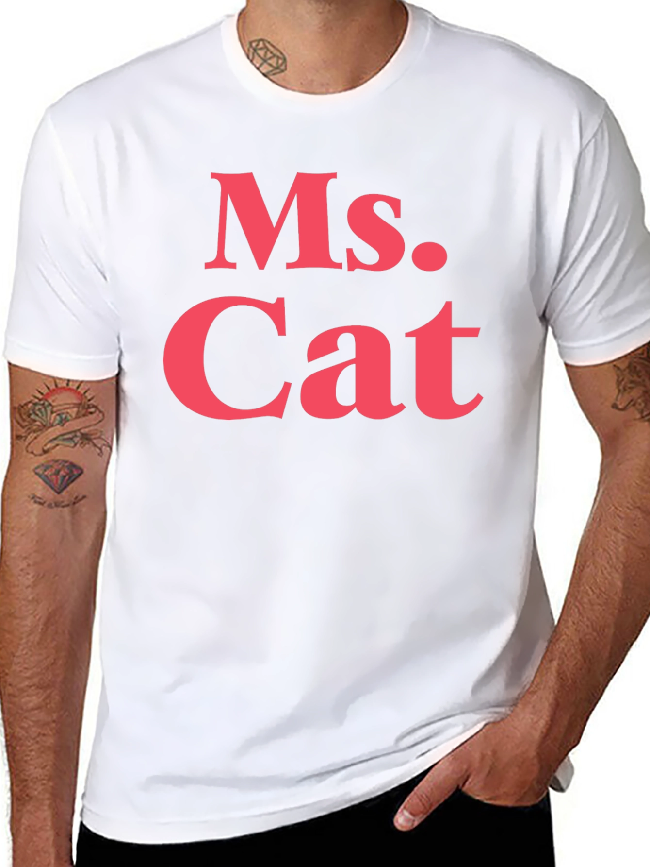 Ms. Cat T-Shirt - Bold Pink Text on Black