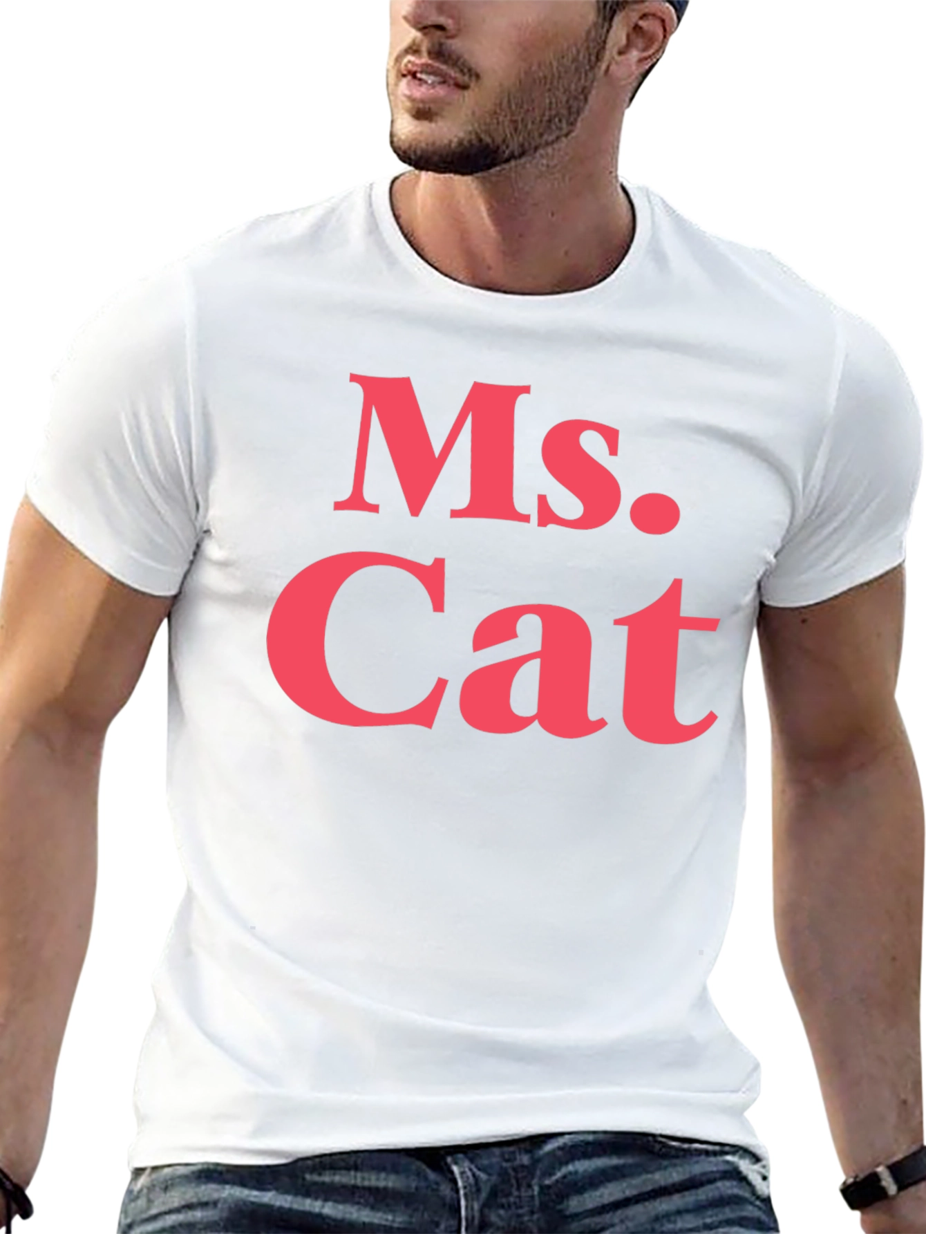 Ms. Cat T-Shirt - Bold Pink Text on Black