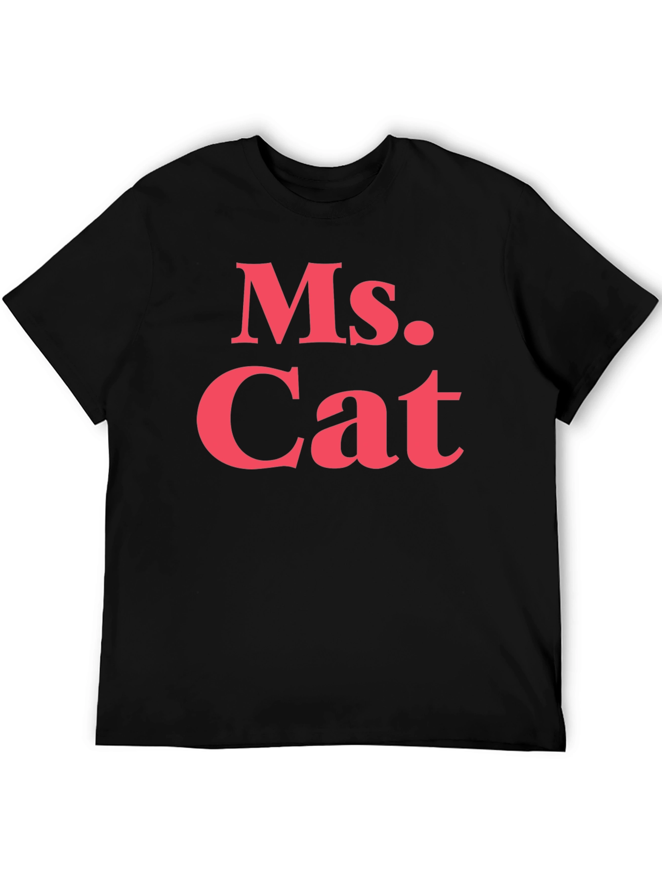 Ms. Cat T-Shirt - Bold Pink Text on Black