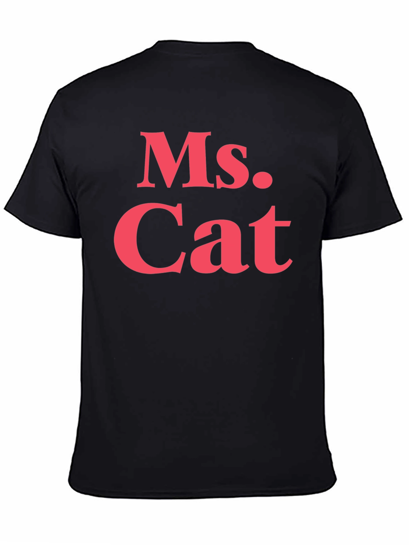 Ms. Cat T-Shirt - Bold Pink Text on Black