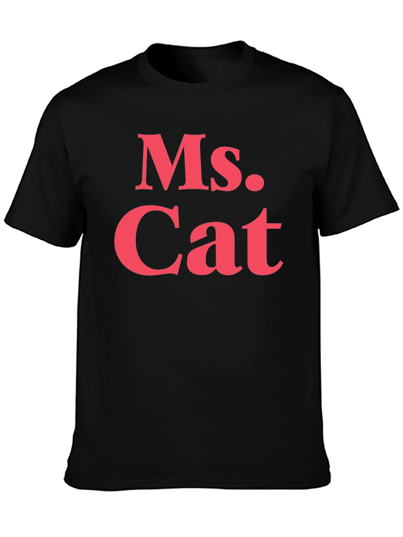 Ms. Cat T-Shirt - Bold Pink Text on Black