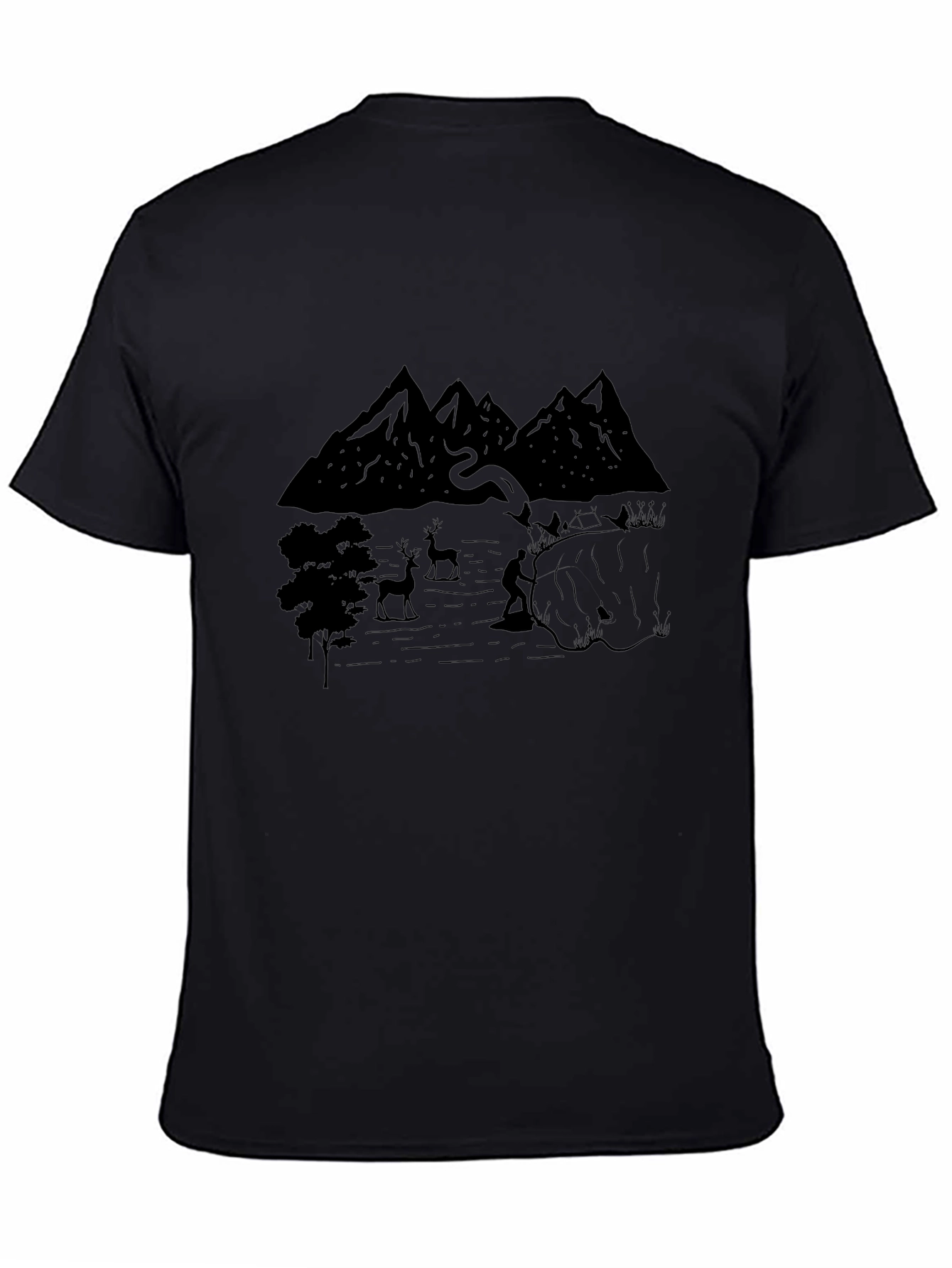 Nature Scene Black Graphic Tee