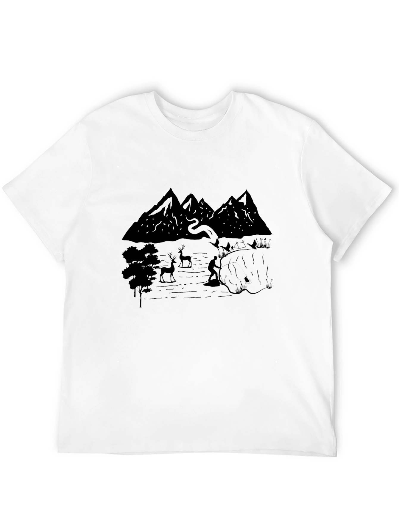 Nature Scene Black Graphic Tee