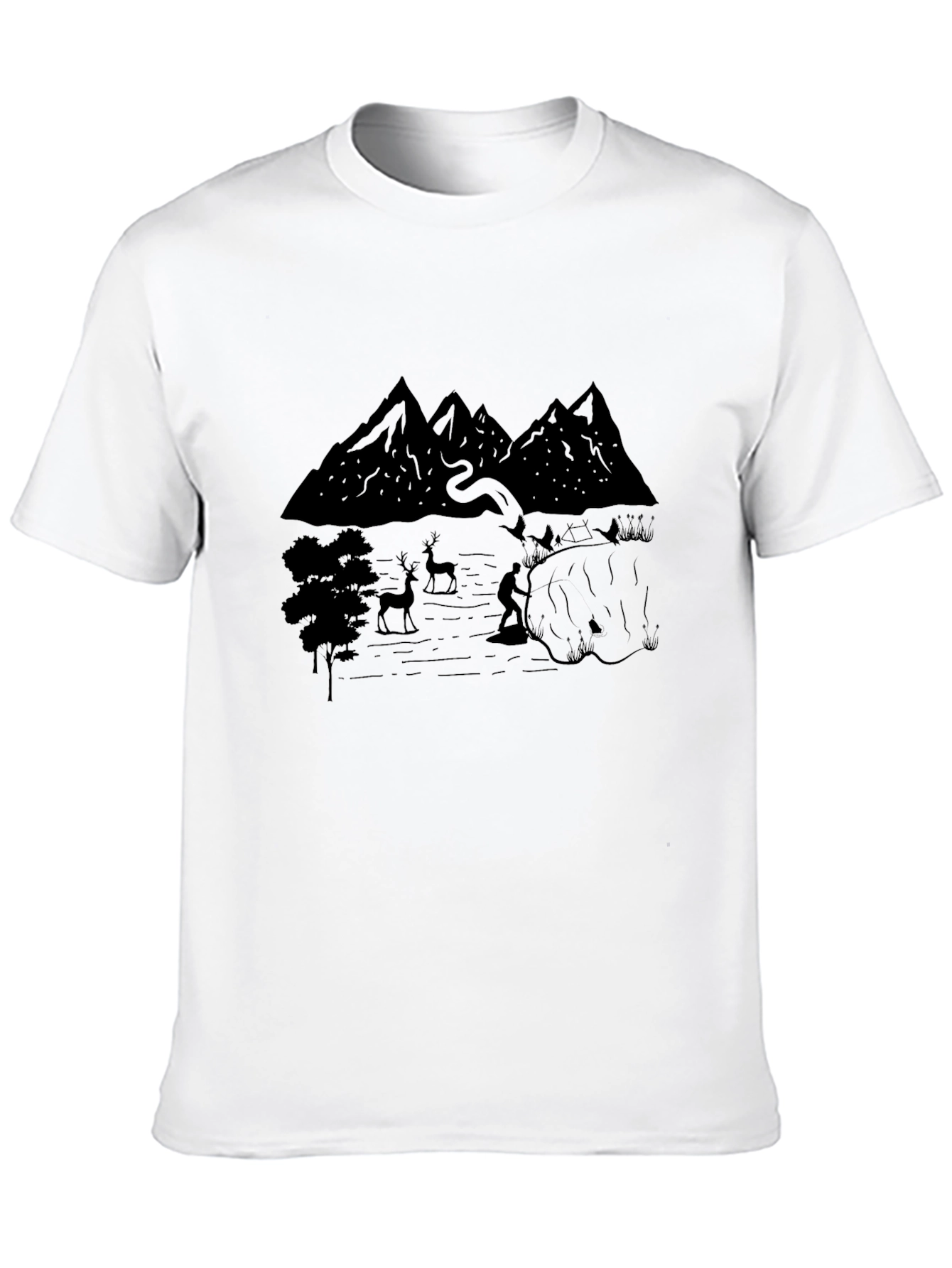 Nature Scene Black Graphic Tee