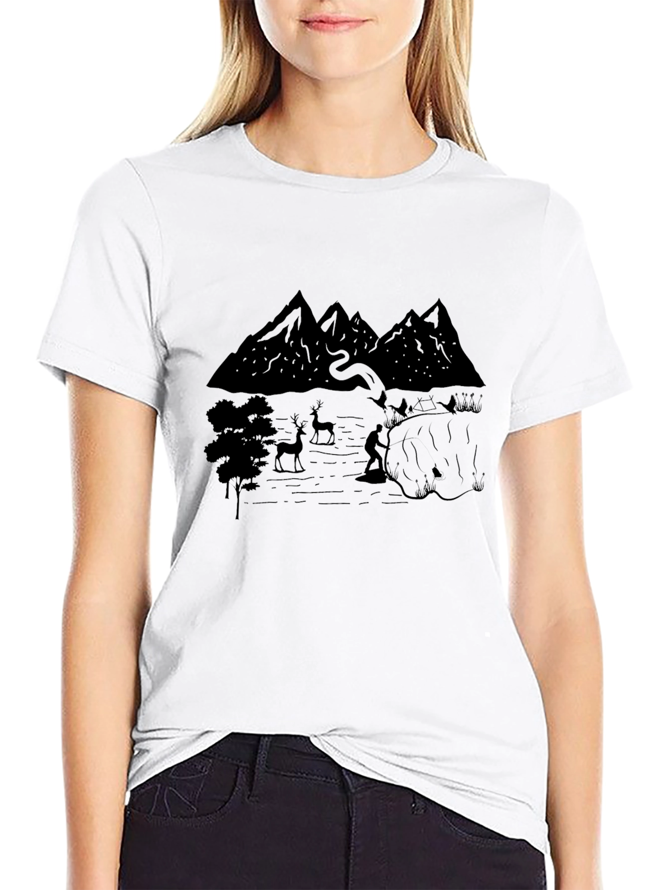 Nature Scene Black Graphic Tee
