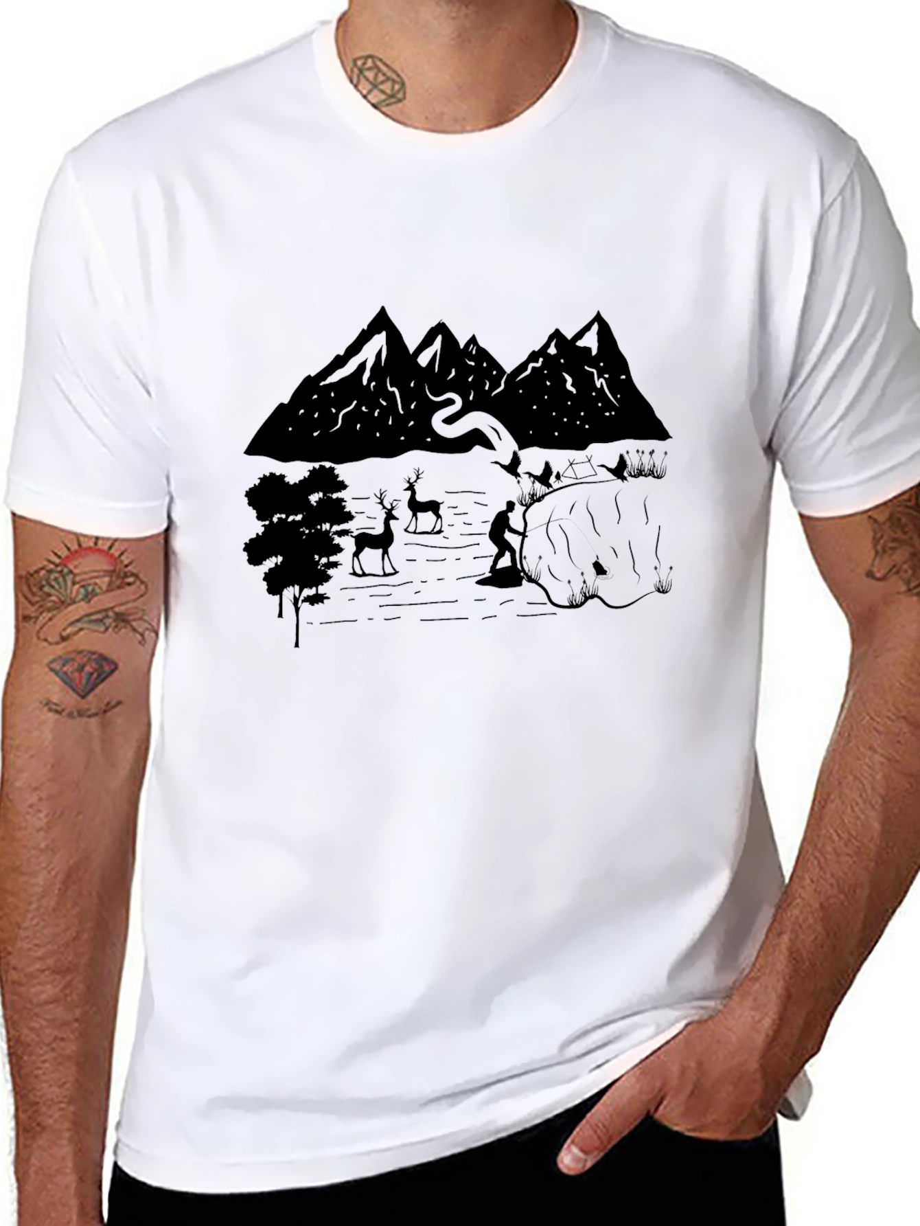Nature Scene Black Graphic Tee