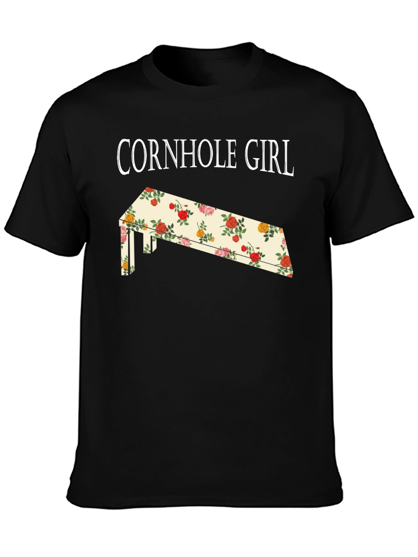 Cornhole Girl Floral Board T-Shirt