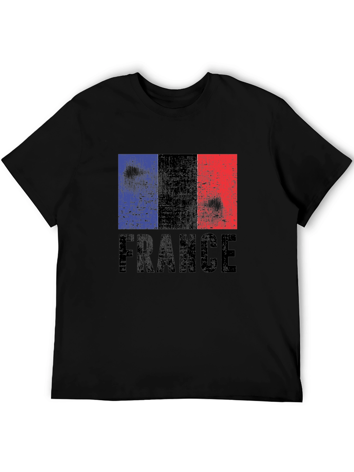 France Flag Graphic Print Black T-Shirt