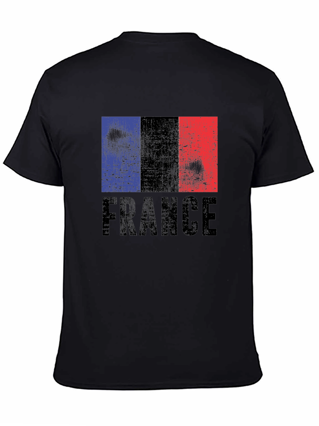 France Flag Graphic Print Black T-Shirt