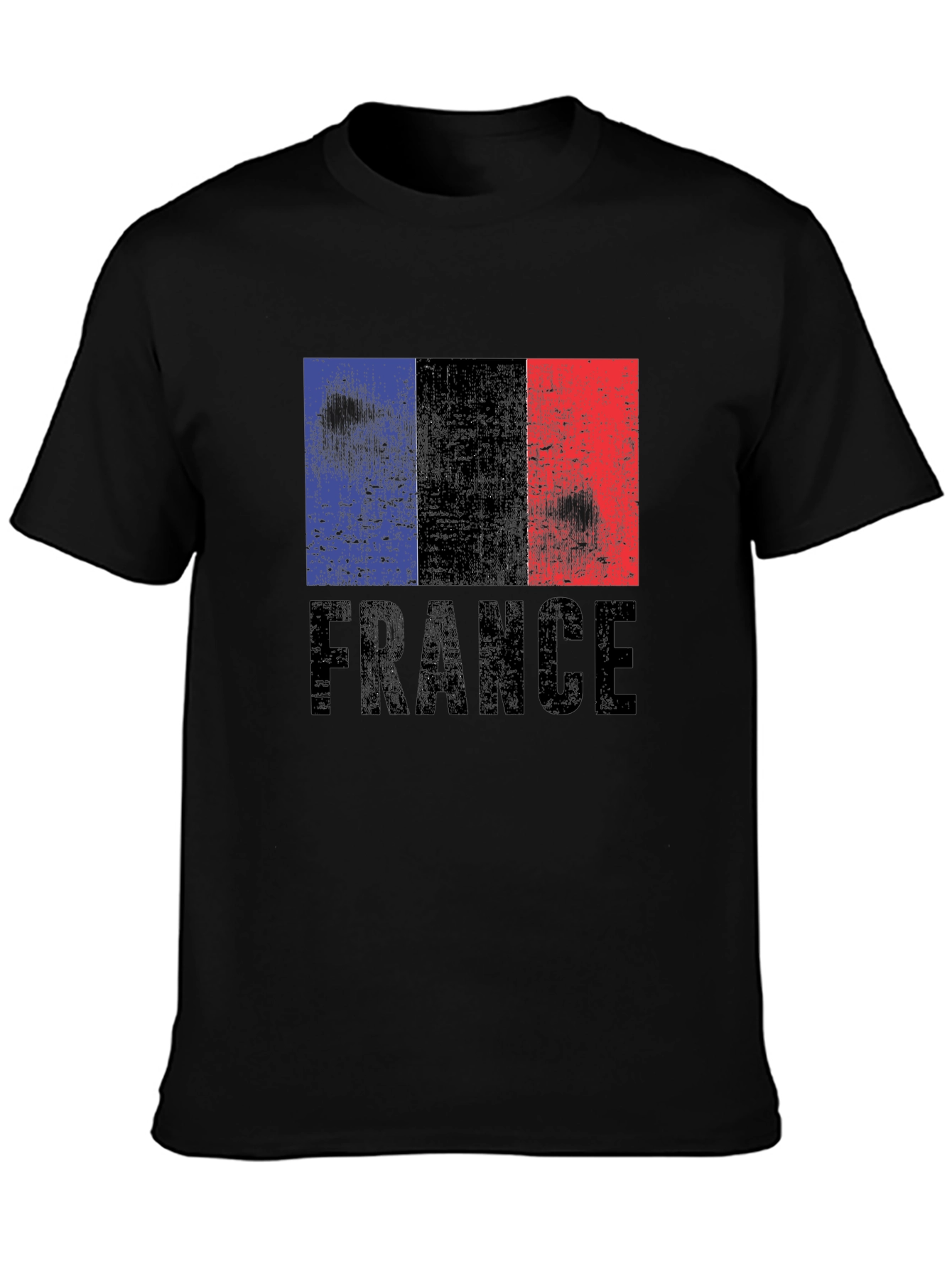 France Flag Graphic Print Black T-Shirt