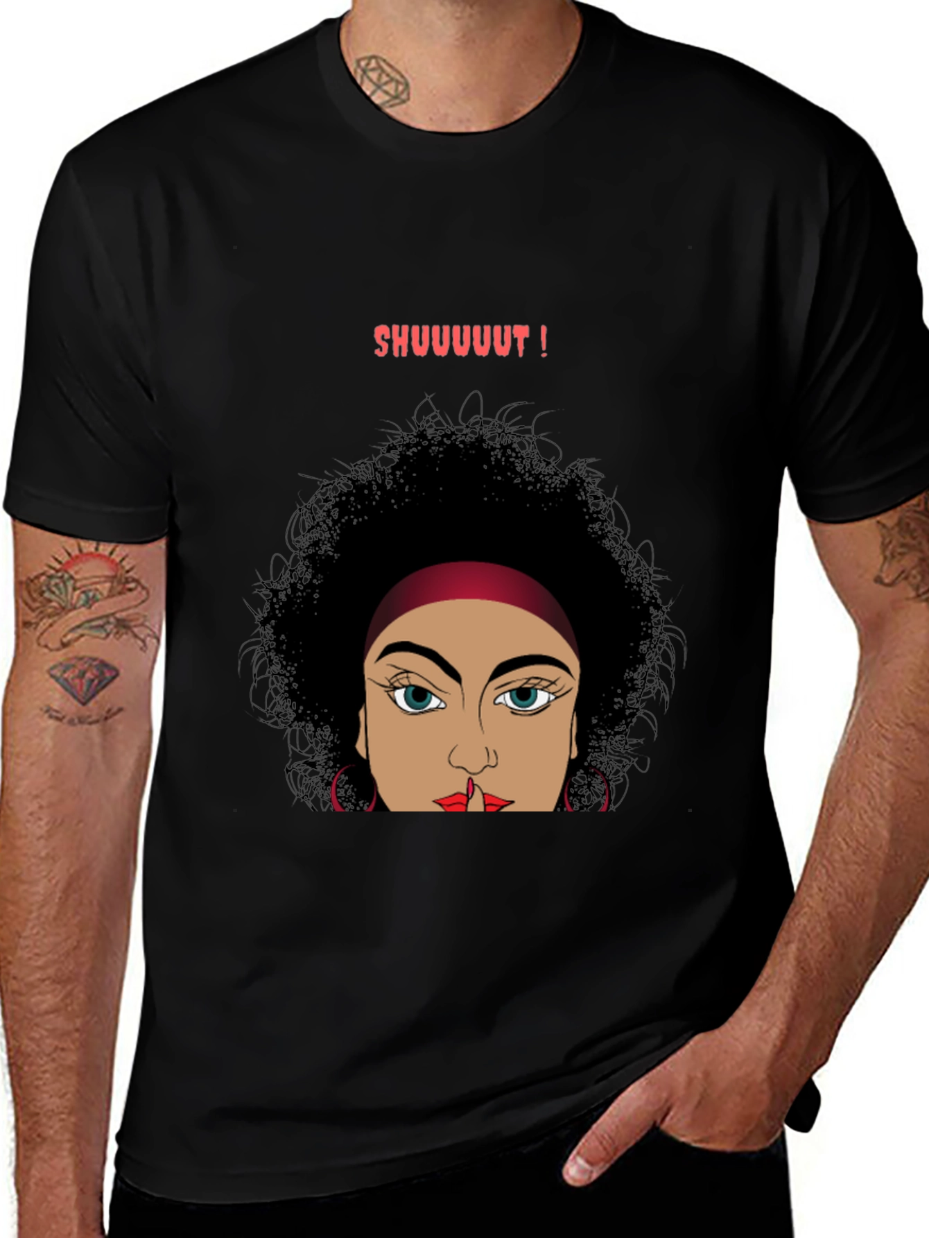 Shush Graphic Tee - Stylish Unisex Black T-Shirt