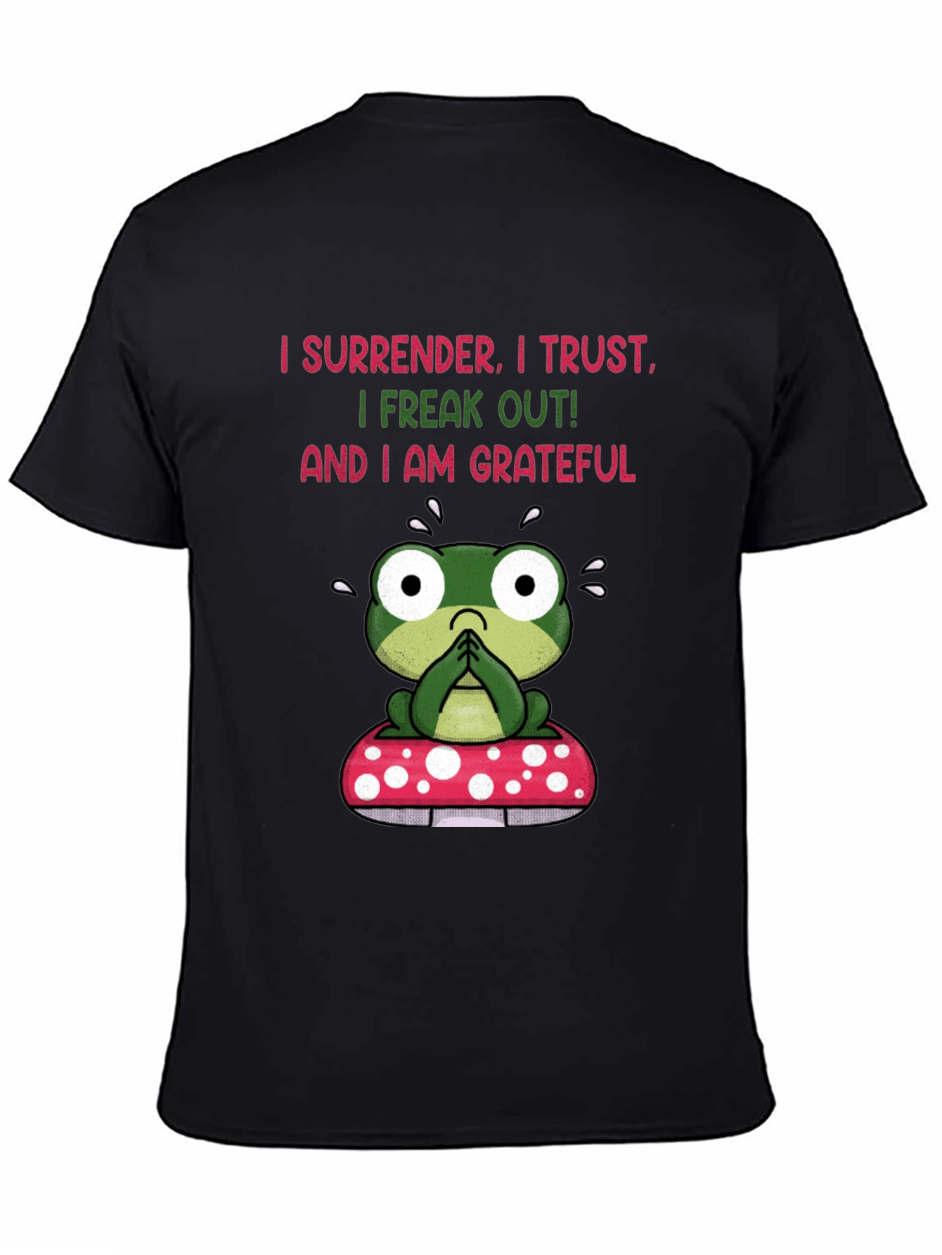 Frog on Mushroom T-Shirt - Surrender Trust Grateful Tee