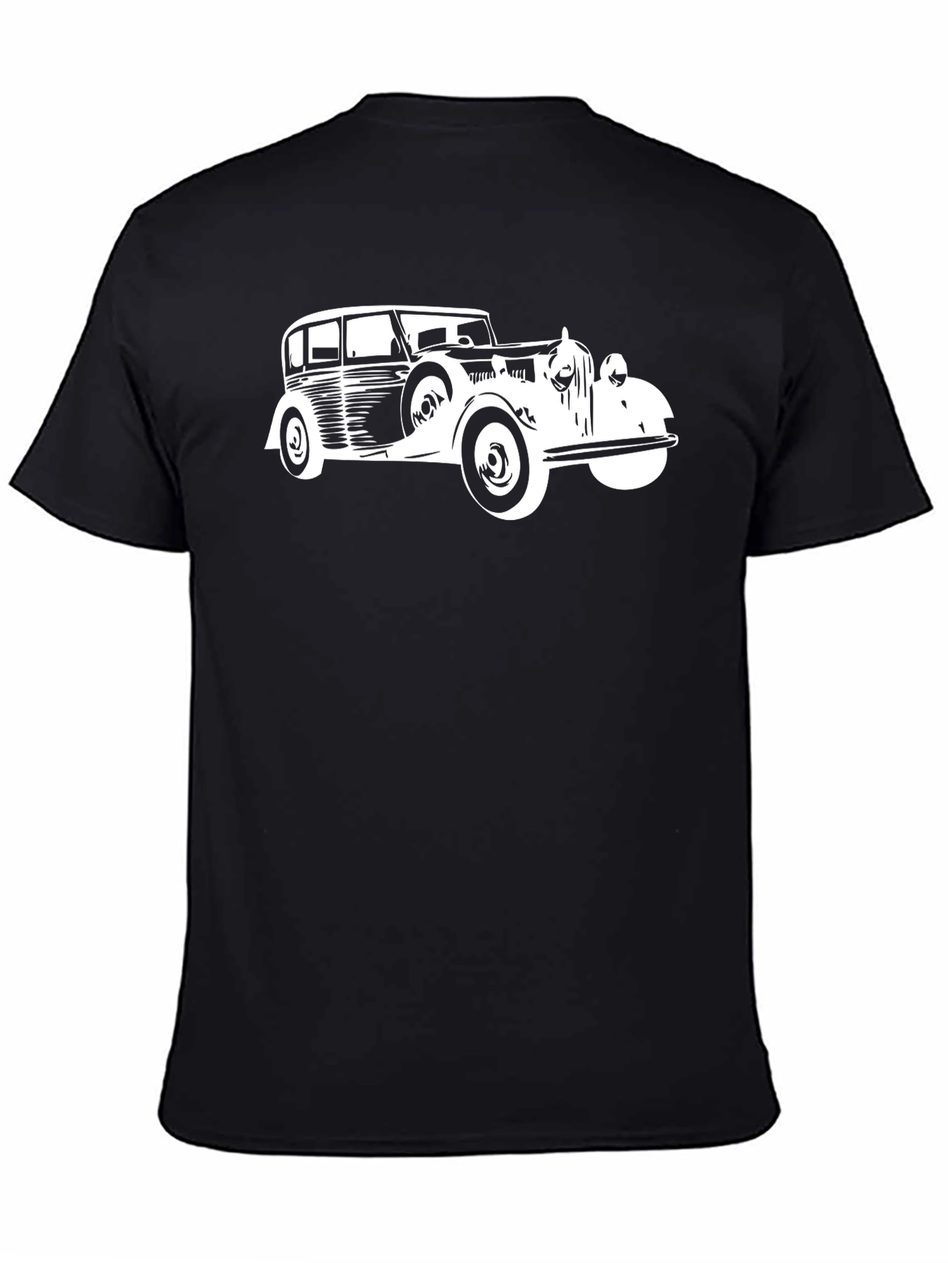 Classic Car Graphic Tee - Black Cotton Comfort